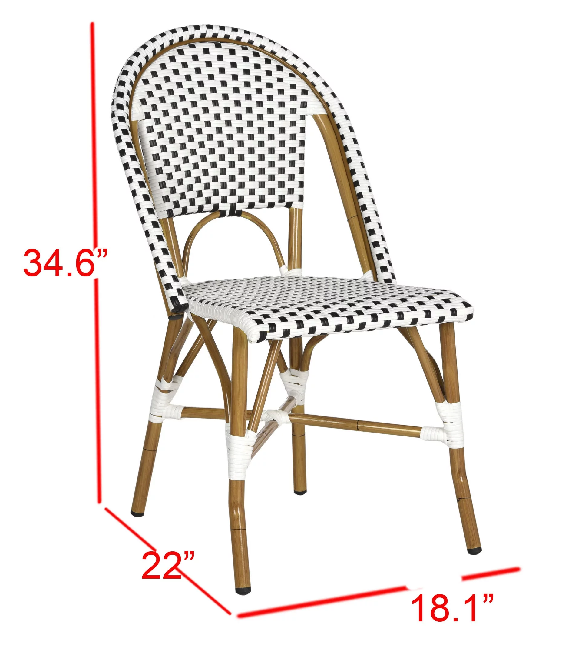 SAFAVIEH Salcha Outdoor French Bistro Side Chair, Blue/White, Set of 2 - Womvr