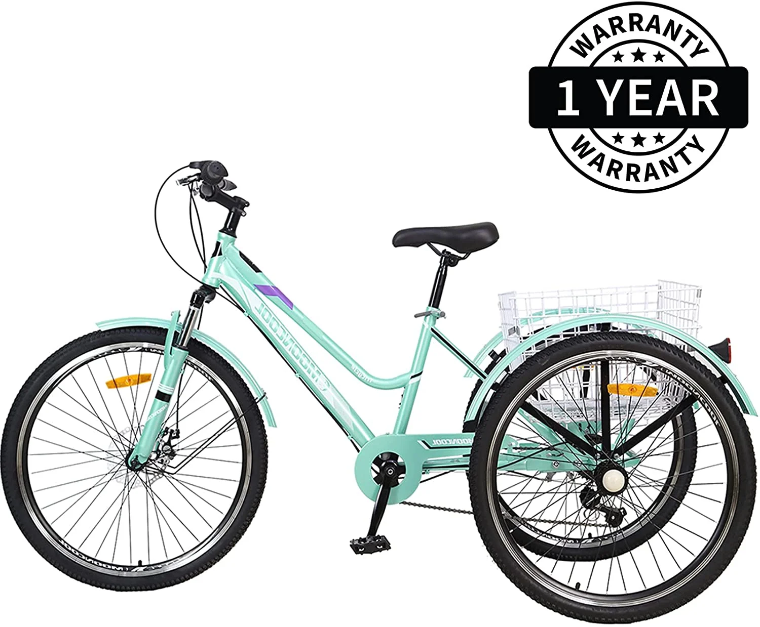 Docred Adult Tricycle, 7 Speed Three Wheel Mountain Bike, 24/26/27.5 inch Adults Trikes ,Load capacity 420 lbs - Womvr