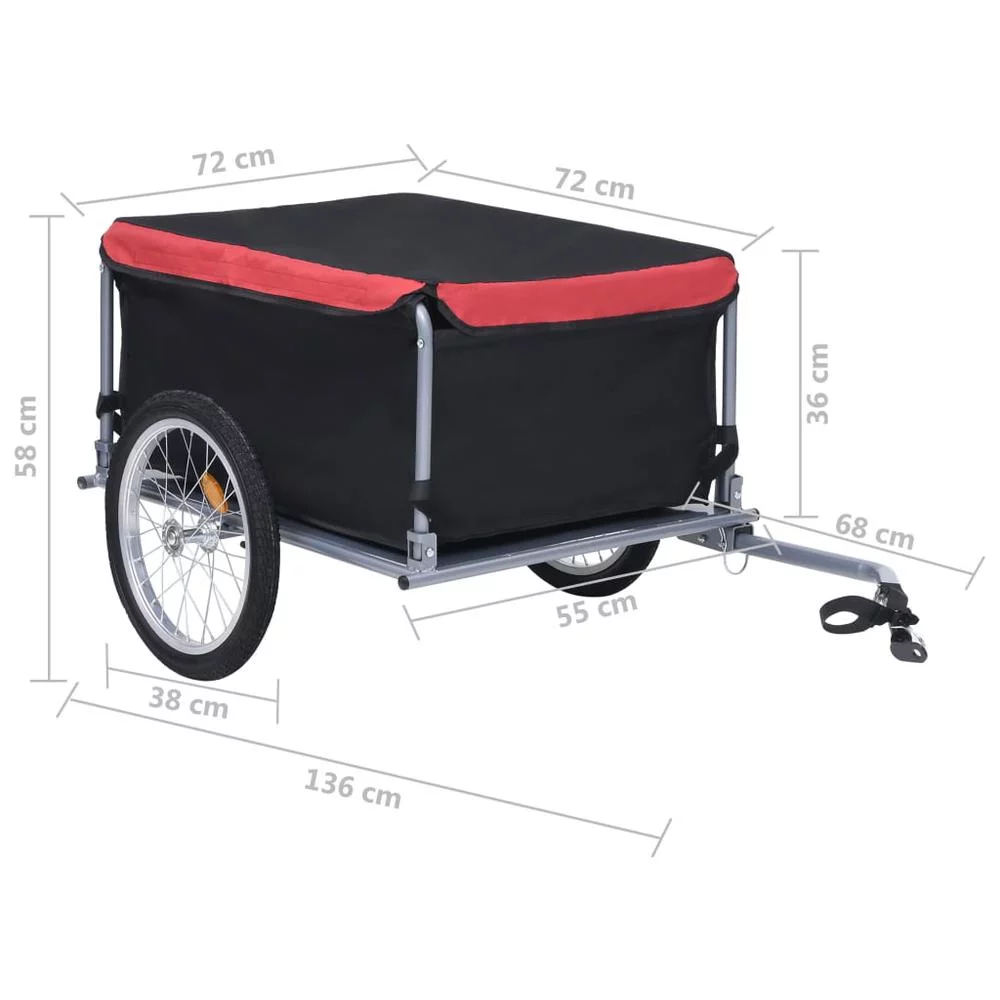 vidaXL Bike Cargo Trailer Black and Red 143.3 lb 2588 - Womvr