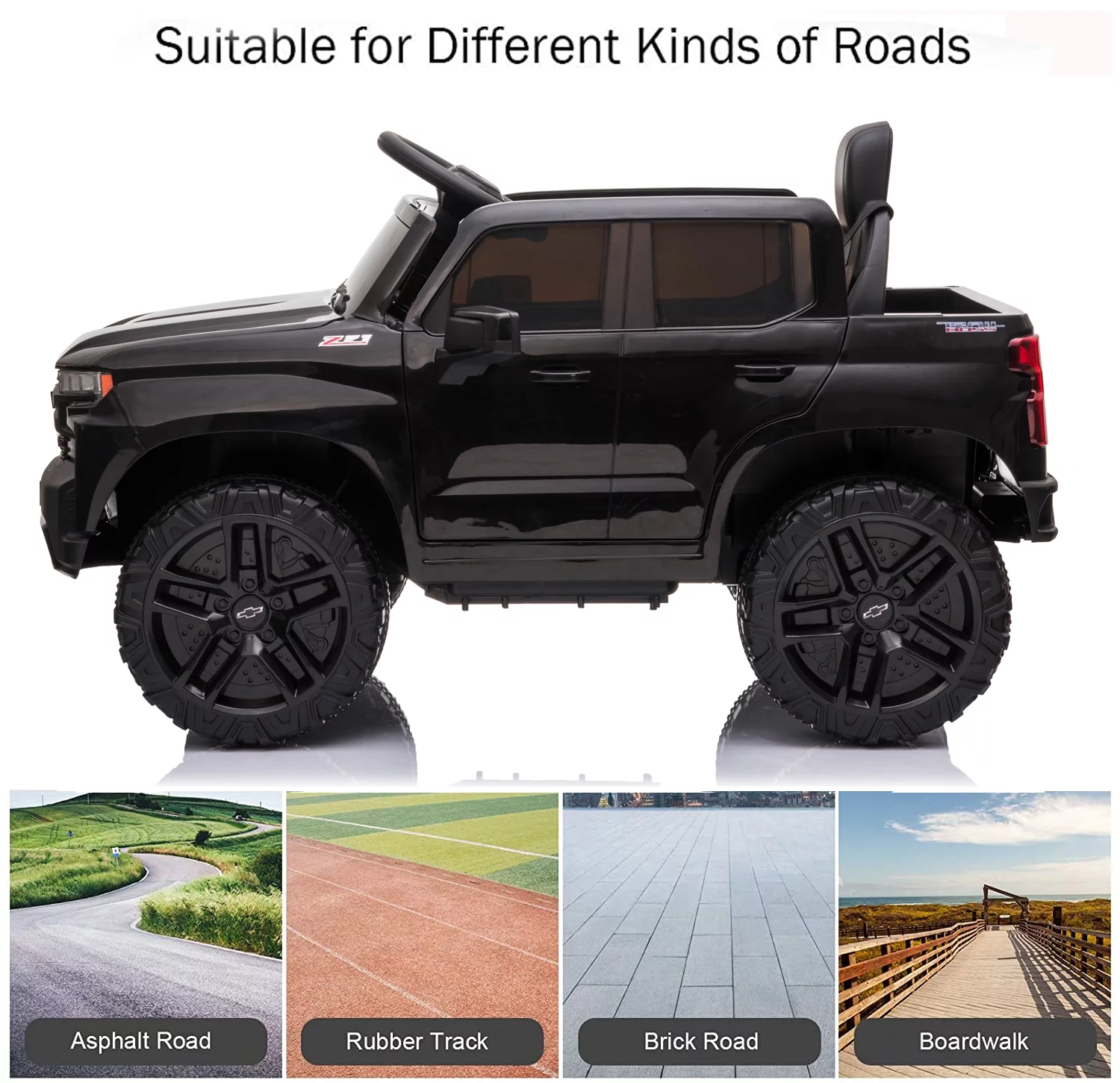 Chevrolet Silverado 12V Powered Ride on Cars for Kids, Remote Control, LED Light, MP3 Player, Electric Ride on Toys Truck for Boys Girls Gifts, White - Womvr