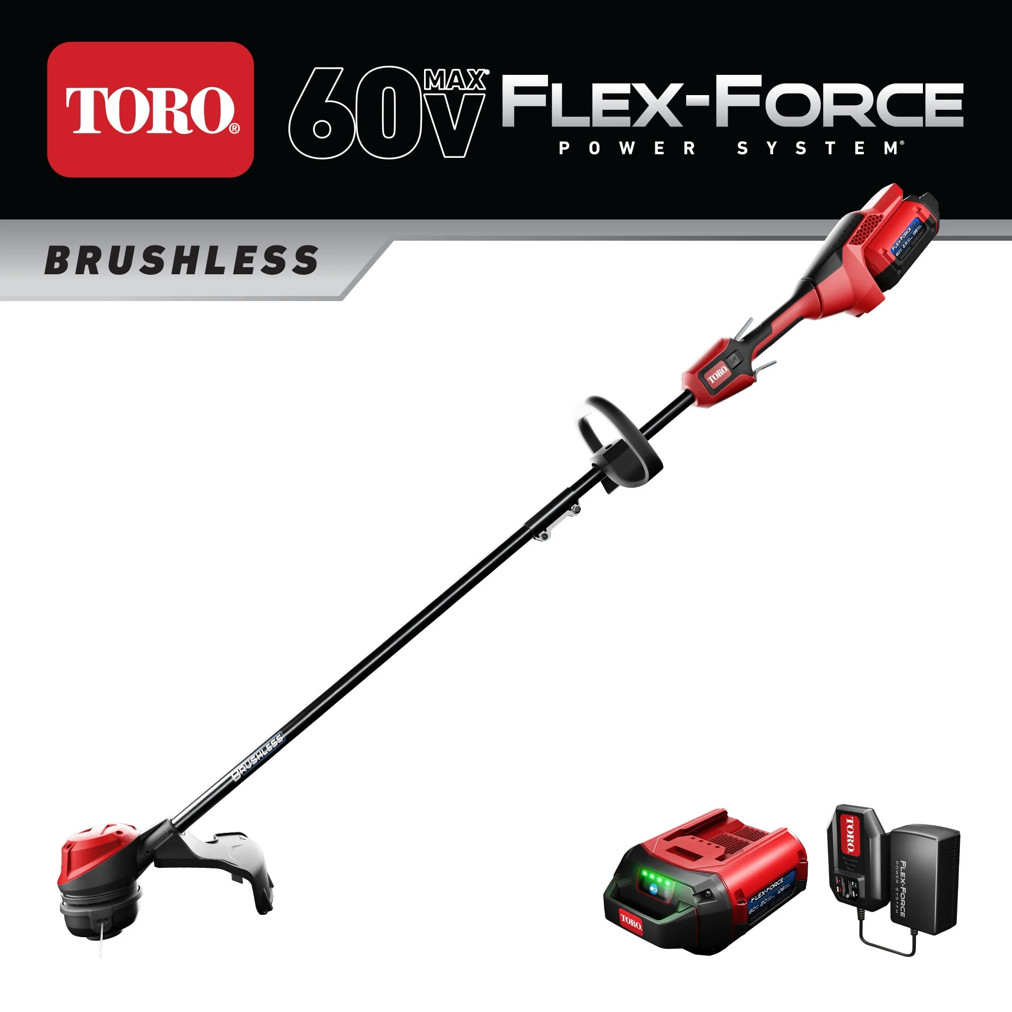 Toro Flex Force 60V Brushless 13/15'' String Trimmer with Battery & Charger - Womvr