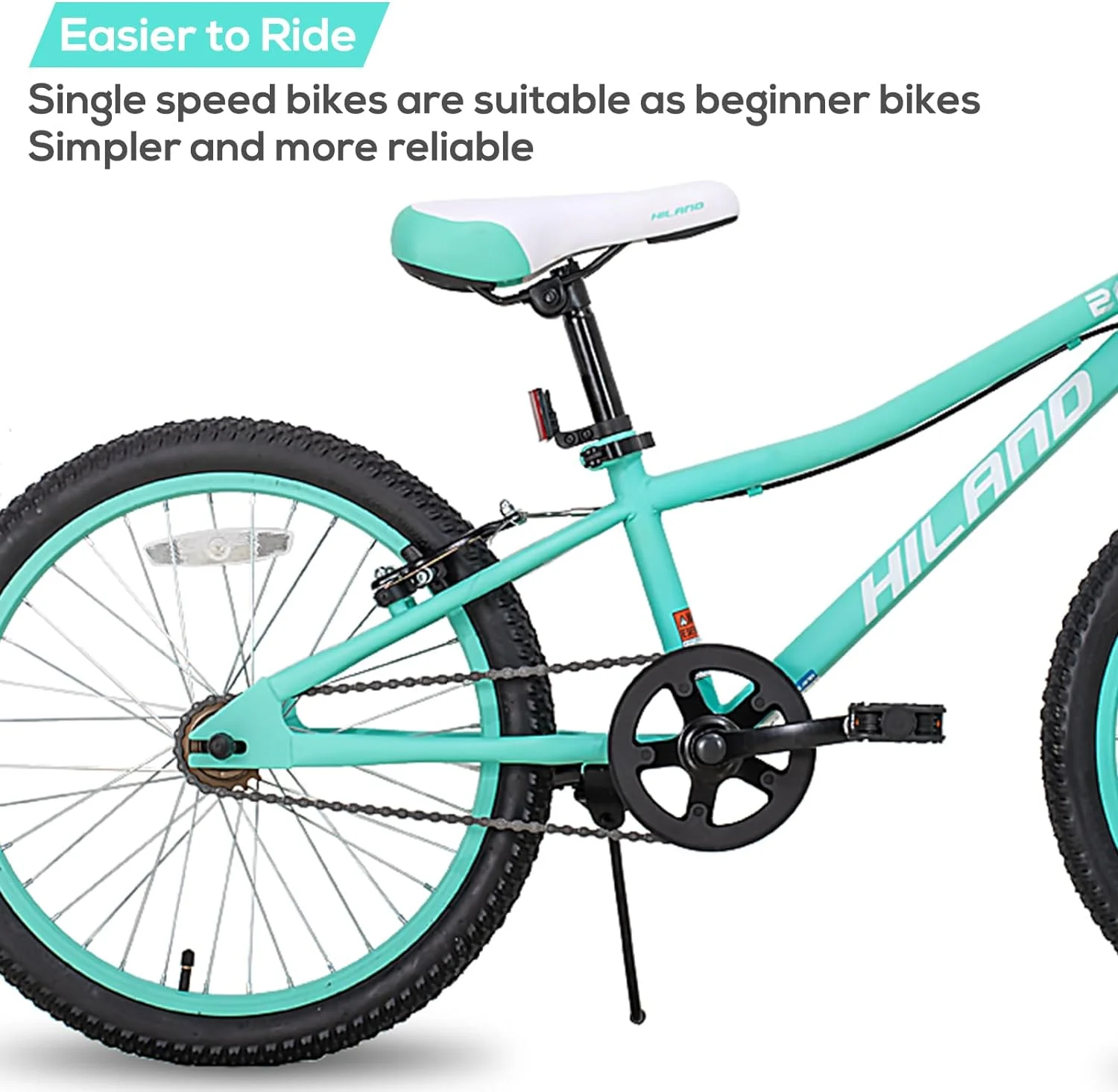 Hiland 20 inch Kids Mountain Bike for Girls Boys with Dual Handbrakes Kickstand, Pink - Womvr