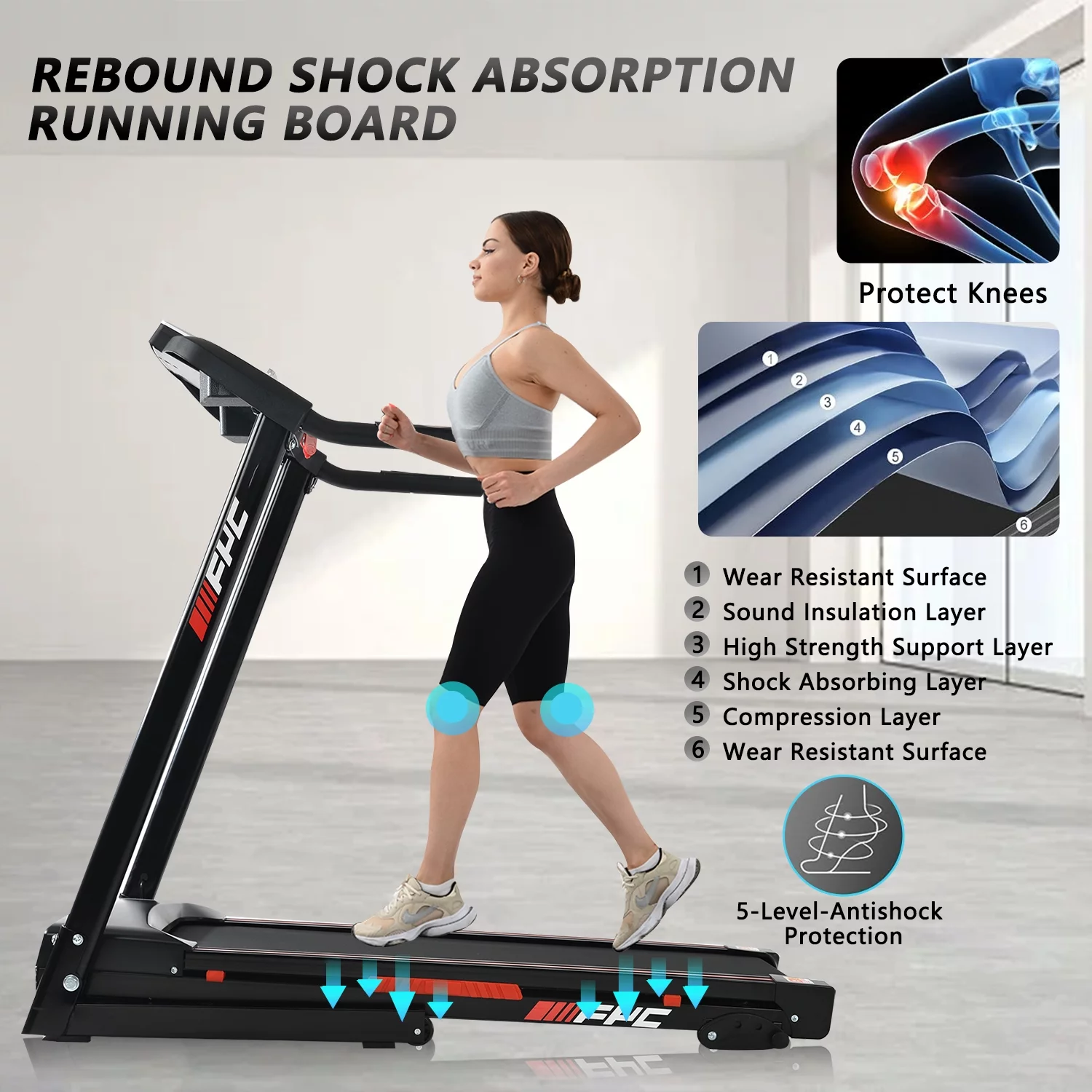 3.5HP Folding Incline Treadmill with 330 LB Capacity 15 Preset Programs MP3 Electric Walking Treadmill Machine For Home - Womvr