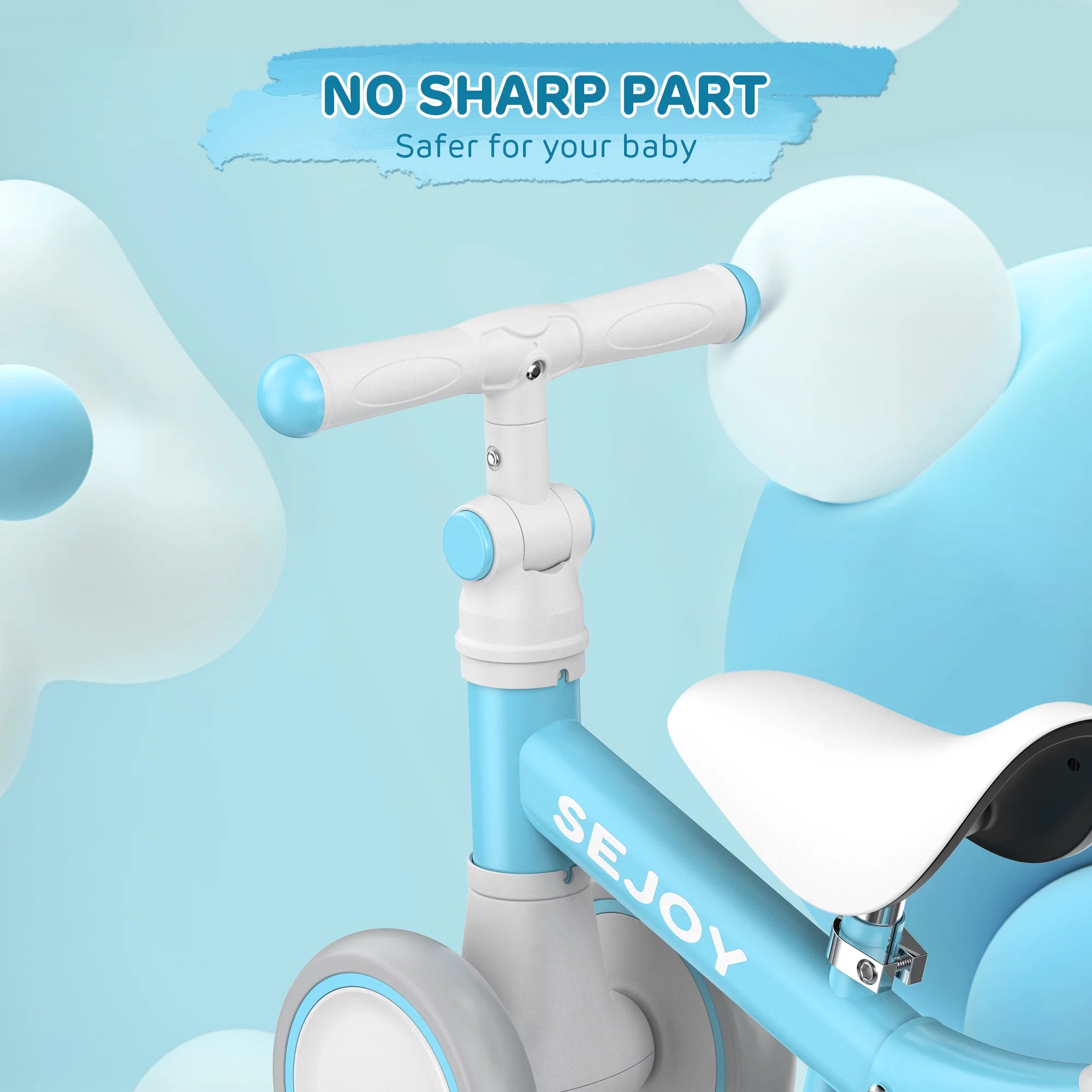 Sejoy Baby Balance Bike, Toddler Baby Bicycle with 4 Wheels for 10-36 Months, Adjustable Handlebar Baby Outdoor Bike Riding Toy, First B-day Gift - Womvr