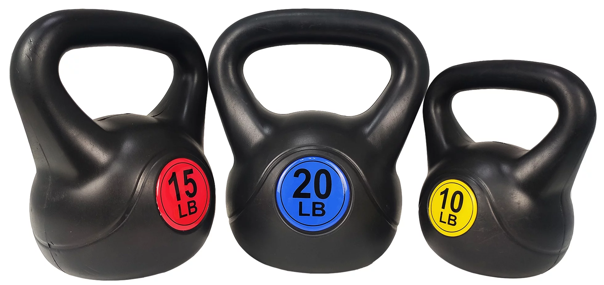 BalanceFrom Wide Grip Kettlebell Exercise Fitness Weight Set, 3-Pieces: 5lb, 10lb, and 15lb Kettlebells - Womvr