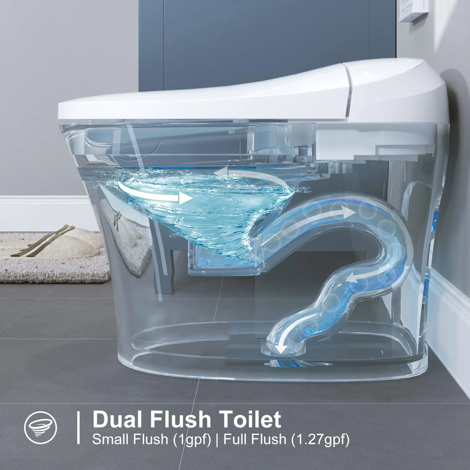 Horow Smart Toilet with Heated Seat, Automatic Power Flush Tankless,Ceramic One Piece Toilets for Bathroom - Womvr