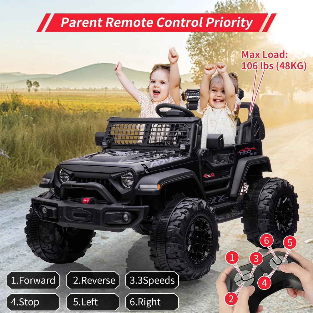 OUTOP Kids 24V Ride on Car with Electric Remote Control Dual Drive Power Ride on Toys 2 Seats SUV Truck Wheels Vehicle - Womvr