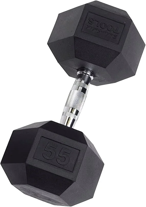 Rubber Coated Hex Dumbbells 55 lb. - Womvr
