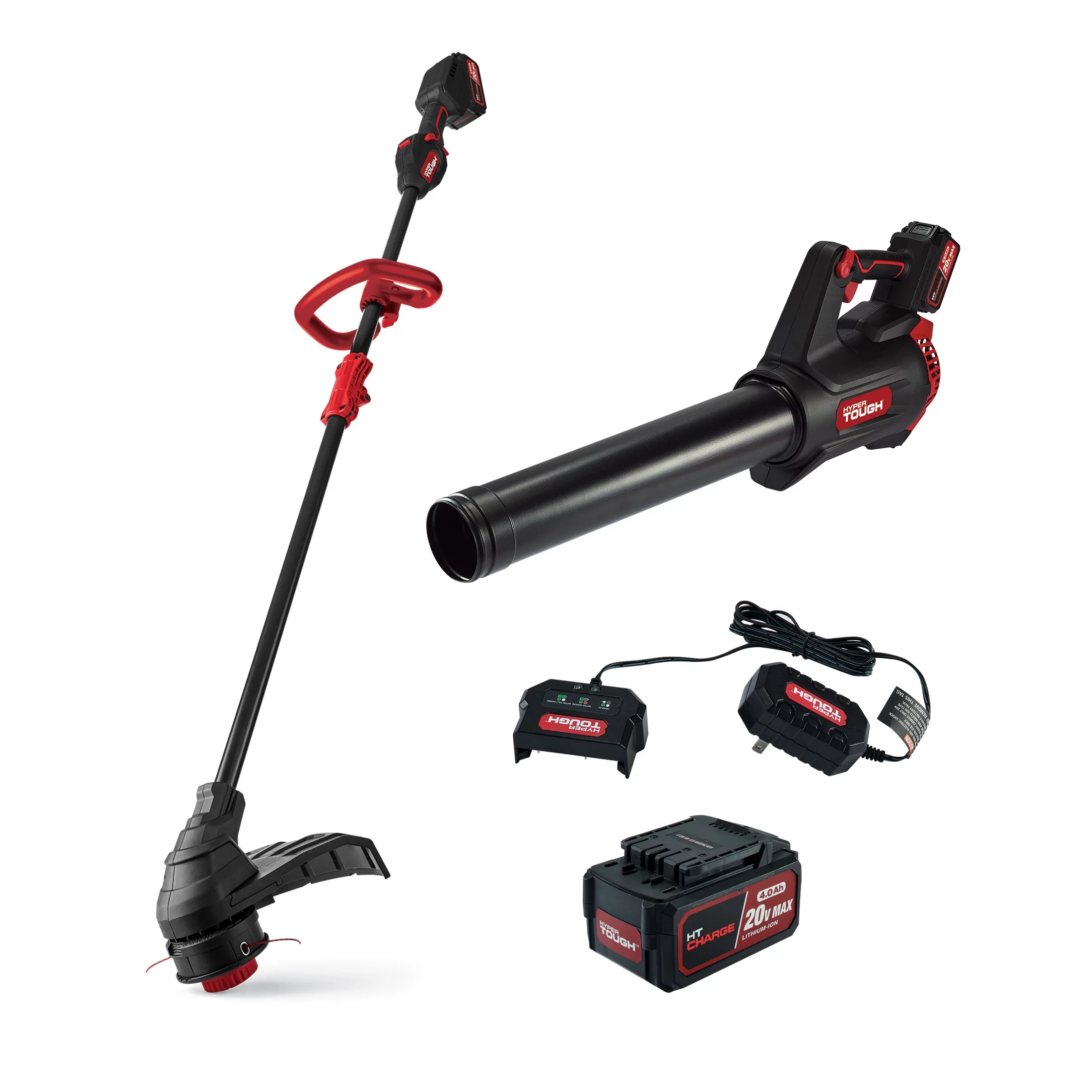 Hyper Tough 20V Max Brushless Battery Powered Trimmer Blower Combo, HT22-401-003-07 - Womvr