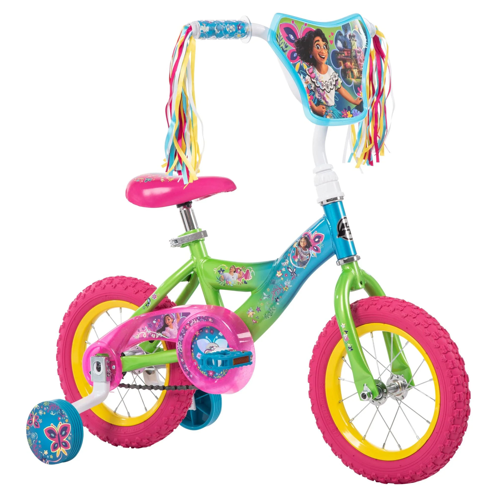 Disney Encanto 12-inch Bike for Girls, Ages 3+ Years, Pink/Green/Blue, by Huffy - Womvr