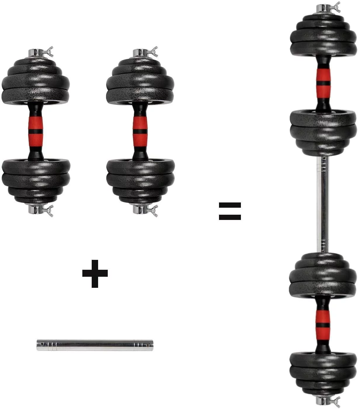 Adjustable Dumbbell Set,10-66 lbs Dumbbells Adjustable Weight for Men Women, Dumbbell Bar Weight Plates for Home Gym Workout Exercise, Barbell Weight Set Strength Training Core Fitness (Pair) - Womvr