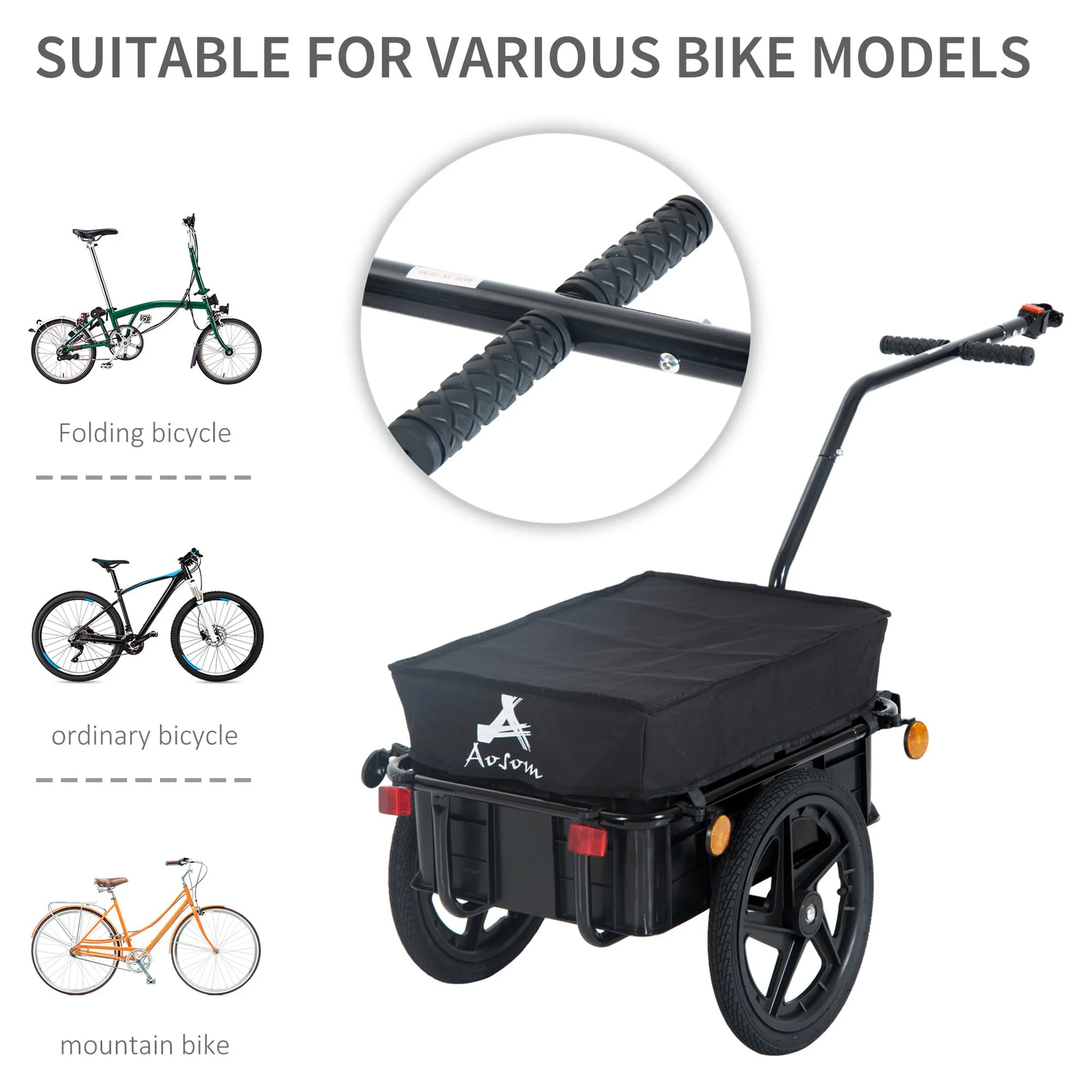 Aosom Double Wheel Internal Frame Enclosed Bicycle Cargo Trailer - Black - Womvr