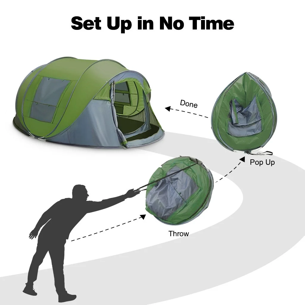 4 Person Easy Pop up Tent Waterproof Automatic Setup 2 Doors-Instant Family Tents for Camping Hiking & Traveling - Womvr