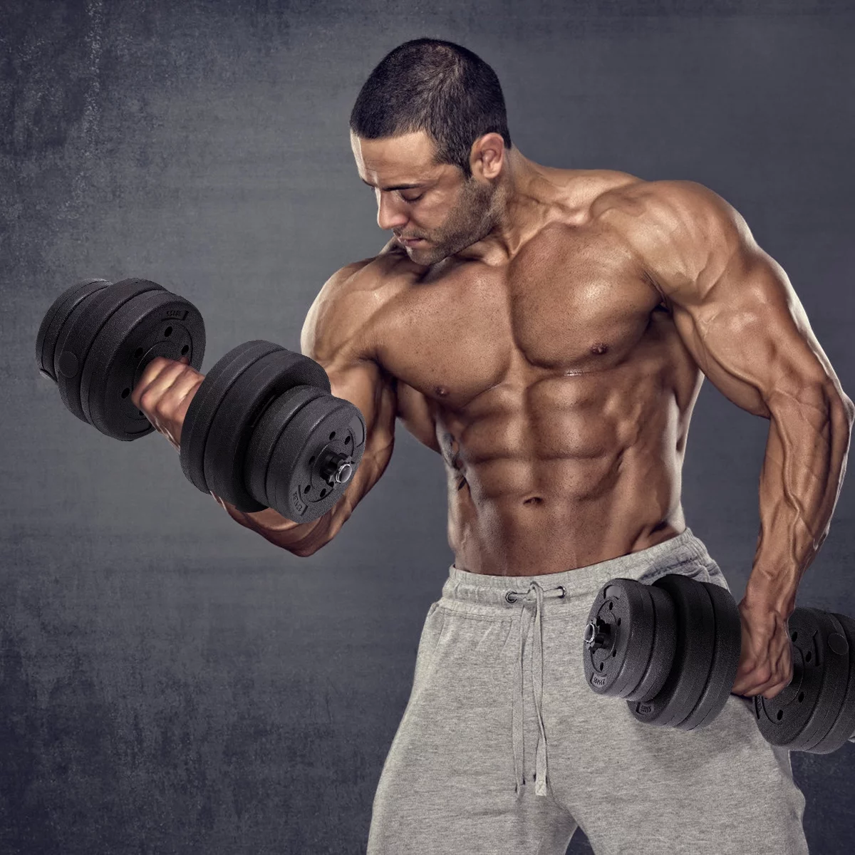 Costway 66 LB Dumbbell Weight Set Fitness 16 Adjustable Plates Workout - Womvr