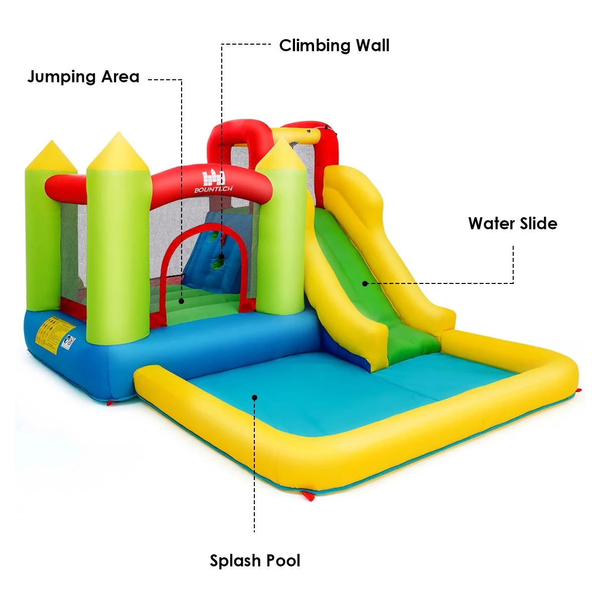 Costway Inflatable Bounce House Water Slide Jump Bouncer Climbing Wall Splash Pool Blower Excluded - Womvr