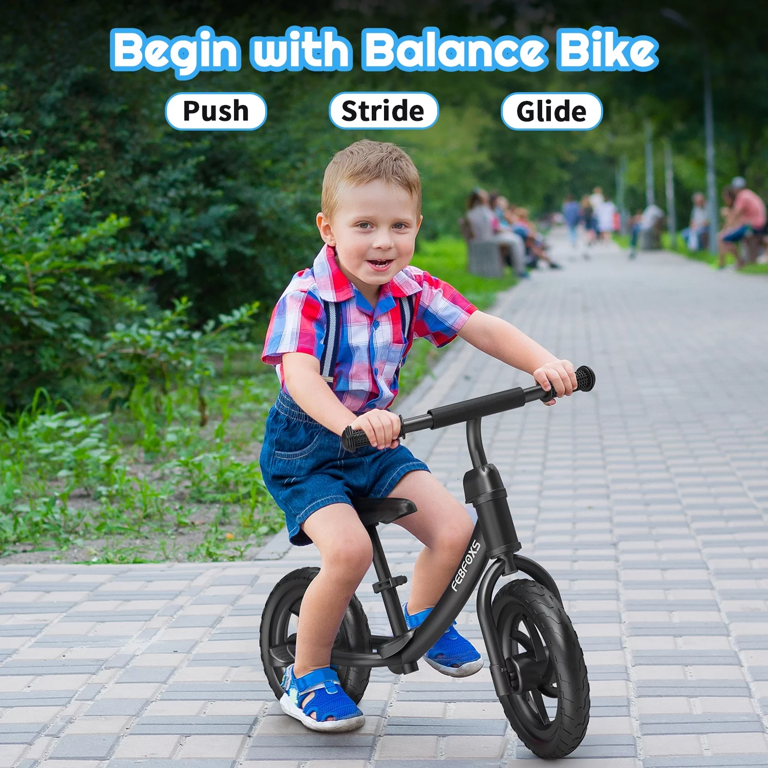 FEBFOXS Toddler Balance Bike, No Pedal Beginner Kids Balance Bike with Adjustable Seat Height, Push Balance Bike for 3-6 Years Old Boys Girls - Womvr