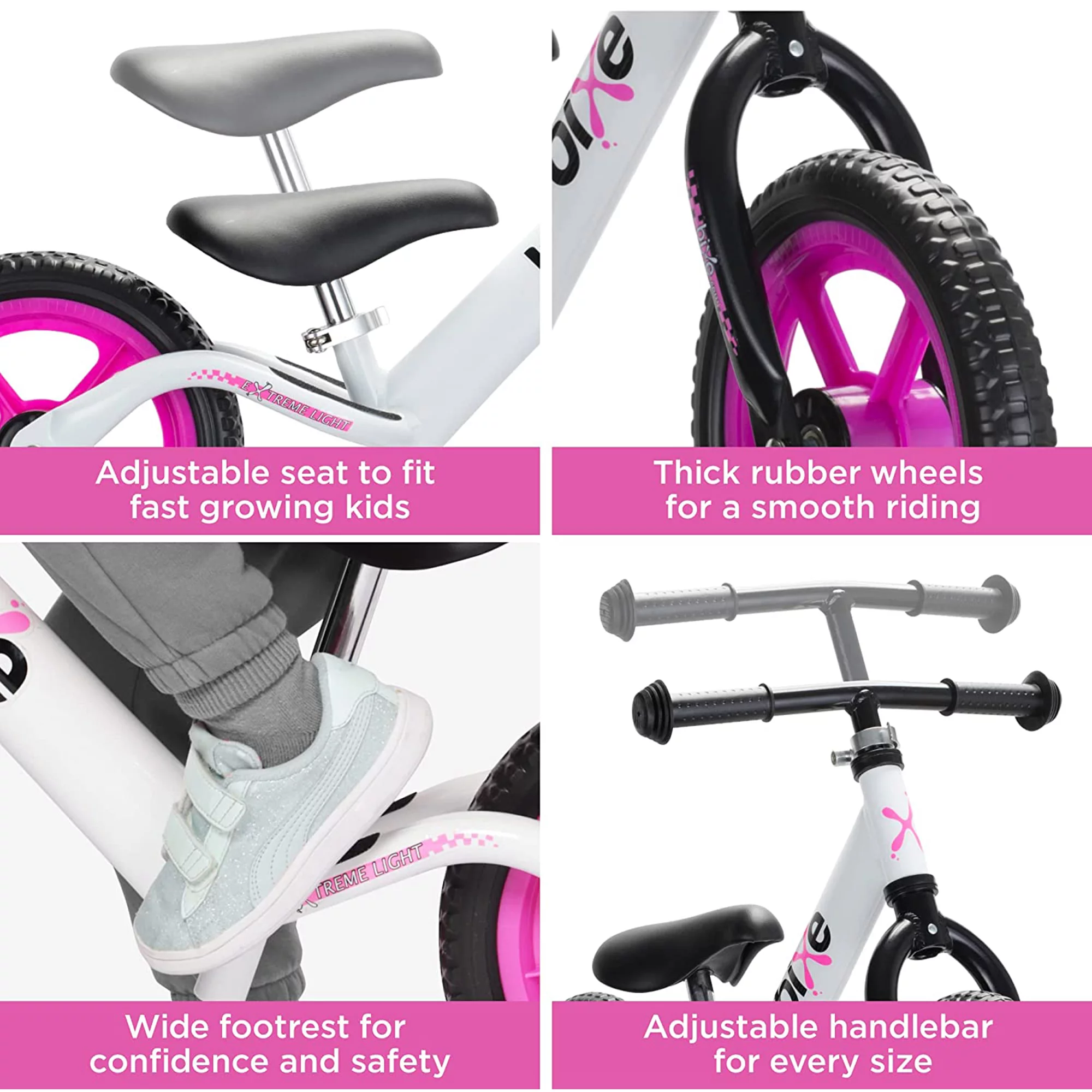 Bixe Aluminum Toddler Balance Bike Lightweight 12” No-Pedal Training Bike for Kids, Purple - Womvr
