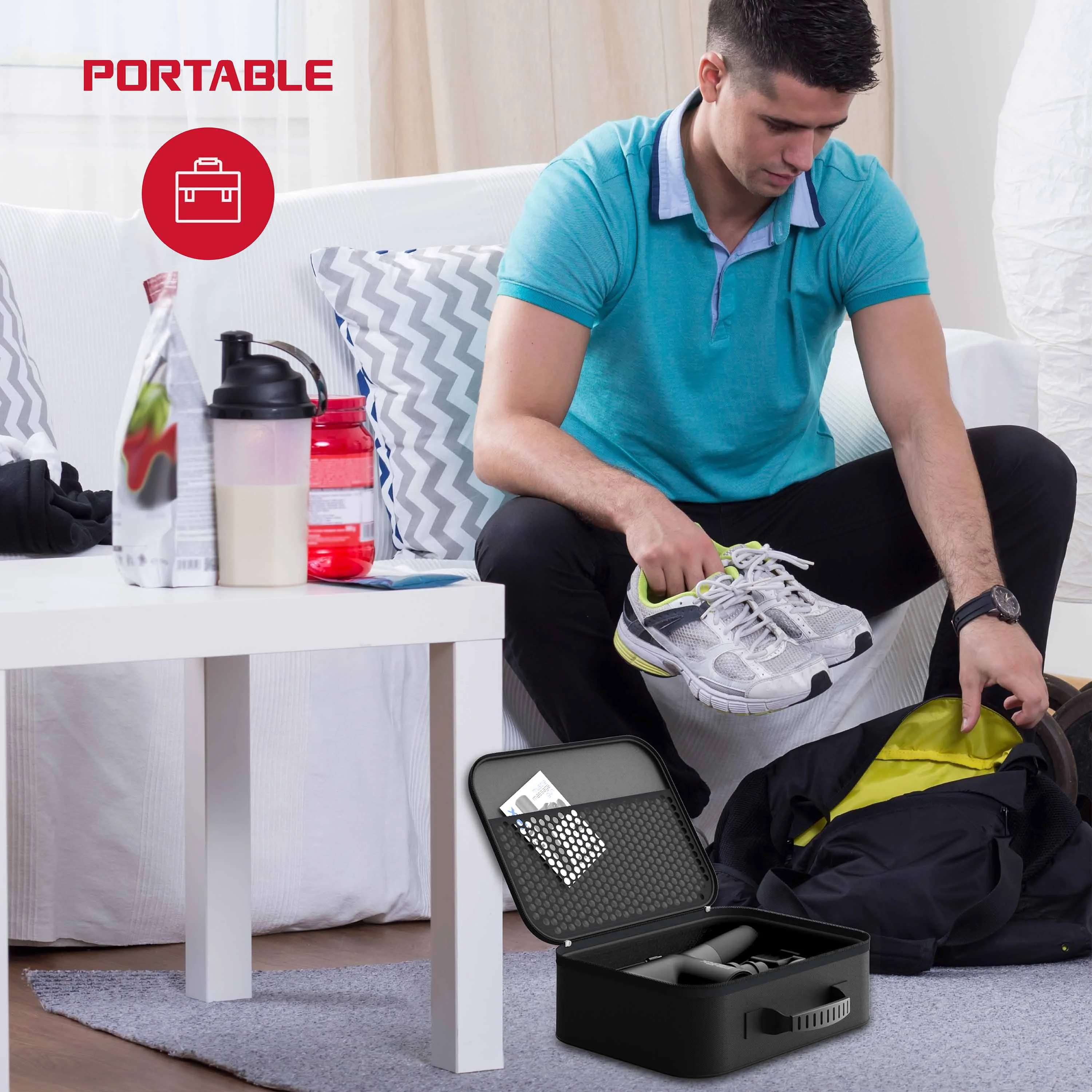 FitRx Neck and Back Massager, Handheld Percussion Massage Gun with Multiple Speeds and Attachments - Womvr