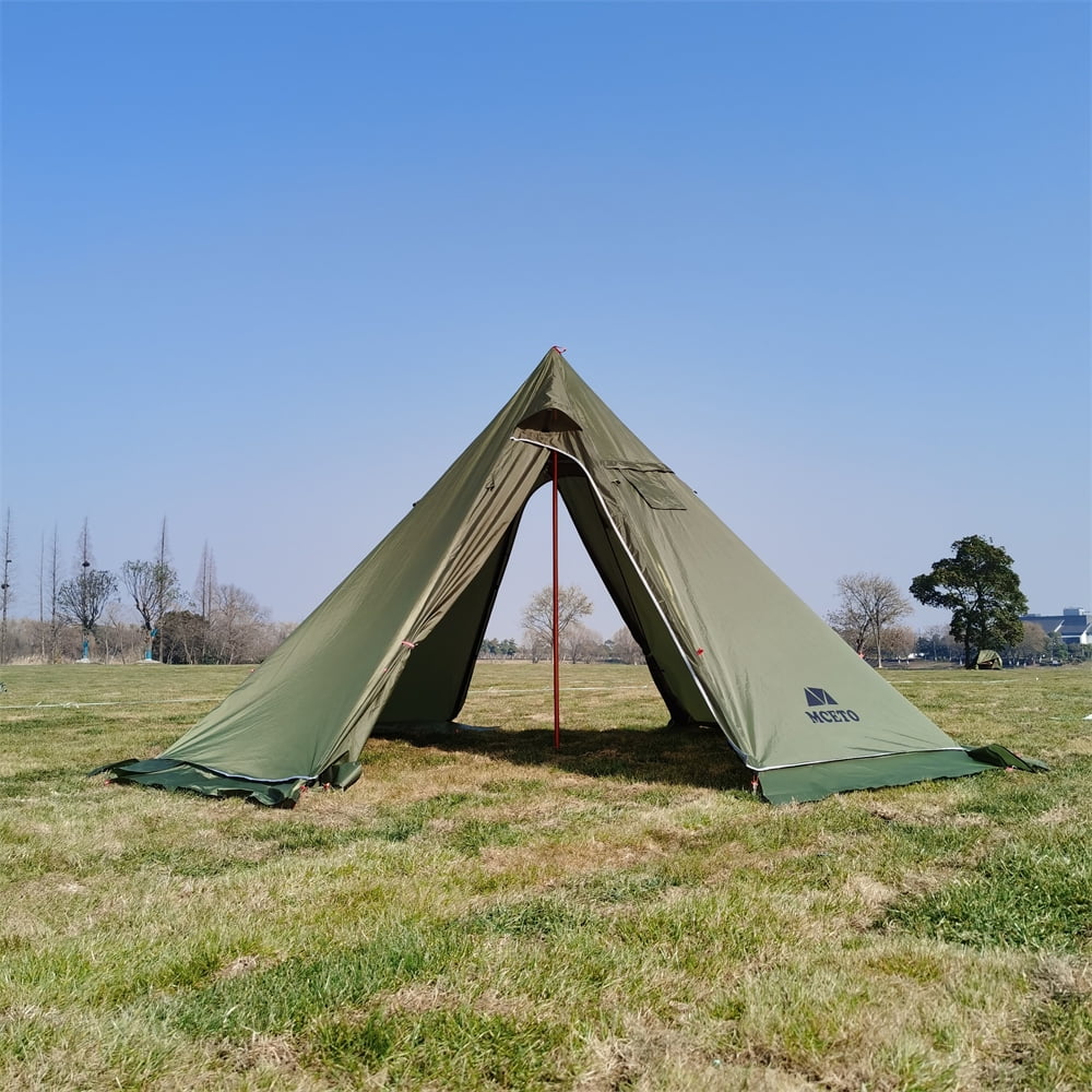 MCETO Camping Hot Tent 4-6 Person Tipi Tent with Stove Jack for Bushcraft, Cooking and Heating - Womvr