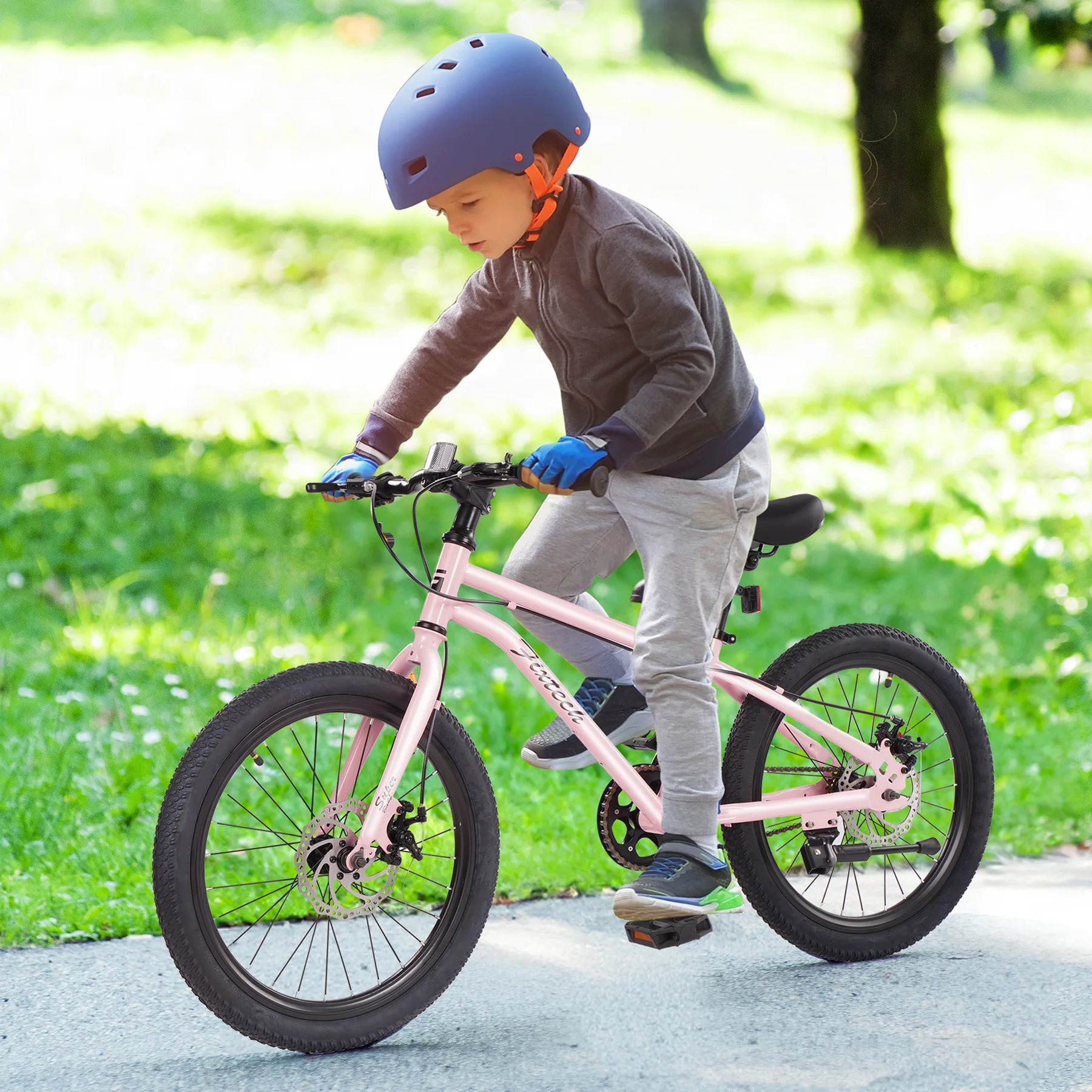 FIXTECH 20 Inch Children's Bicycle with Double Disc Brake for Boys Girls Age 5-12 Years, Pink - Womvr