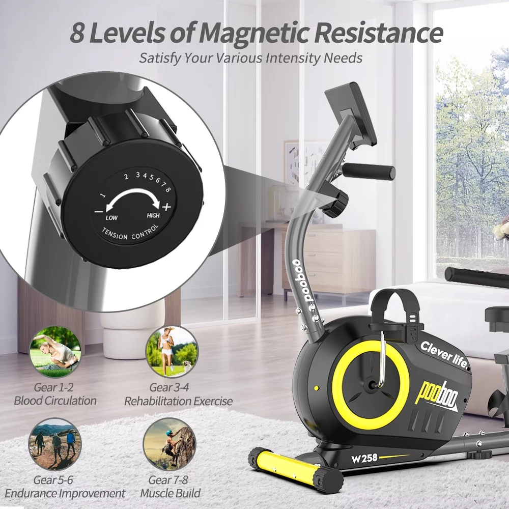 Cycool Workout Home Cycling Magnetic Recumbent Exercise Bike Fitness Cardio Elliptical Indoor Cycling Bike 330lbs Blue - Womvr