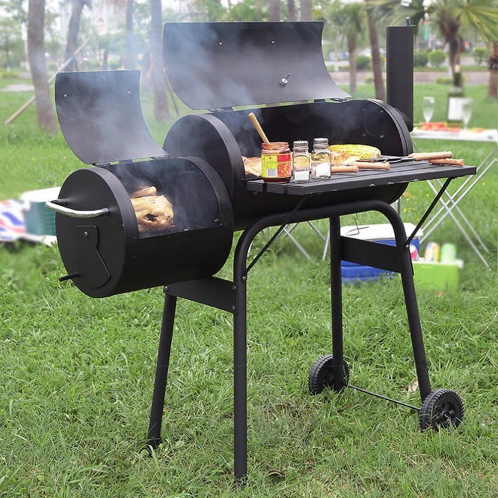 Dkelincs 43'' Charcoal Grill with Wheels and Side Fire Box -BBQ Grill Perfect for Camping, Outdoor Party and Picnics Portable Barbecue Grill for 6-10 People - Womvr