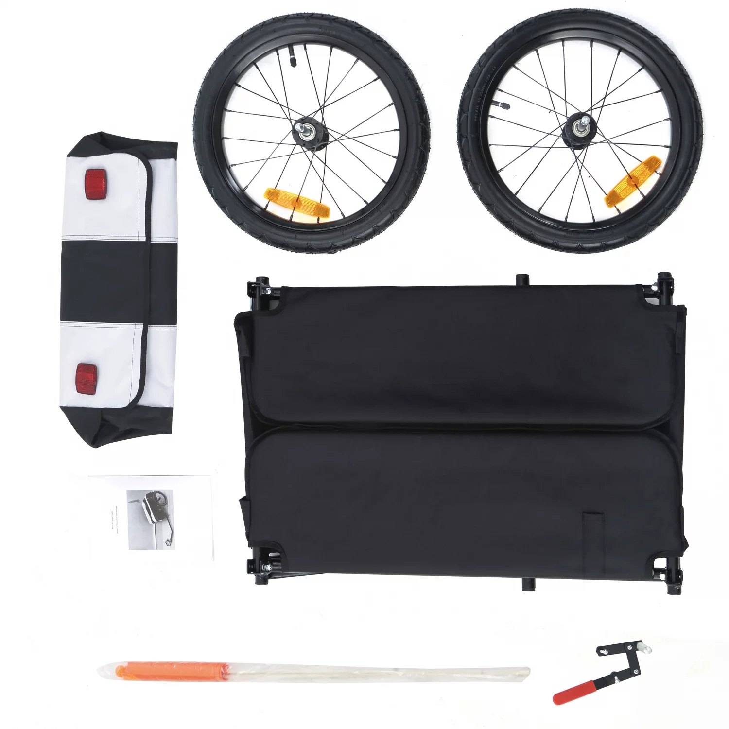 Bike Cargo Trailer, Bike Luggage Wagon Trailer with Removable Water Resistant Cover, Folding Frame Quick Release 16 Wheels - Womvr