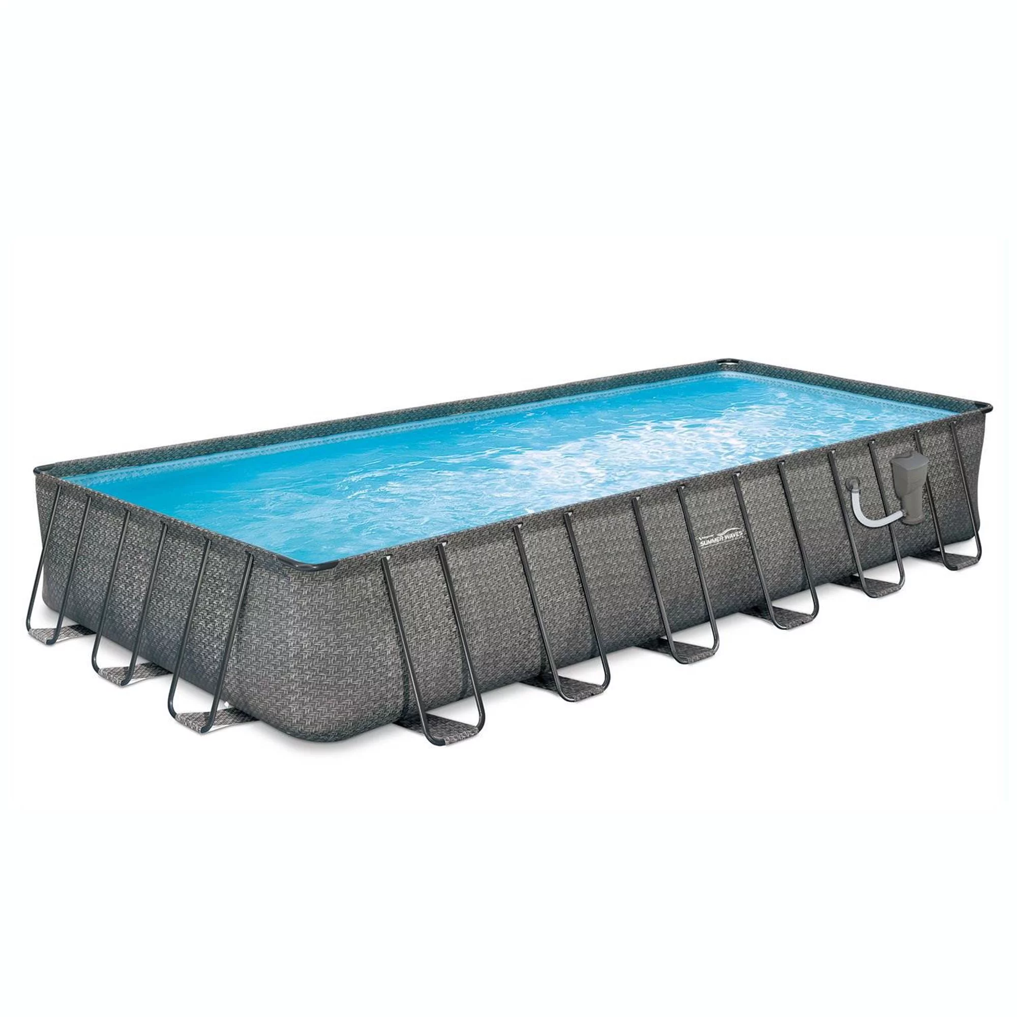 Summer Waves 24 x 12 x 4.5' Rectangle Above Ground Frame Swimming Pool Set - Womvr