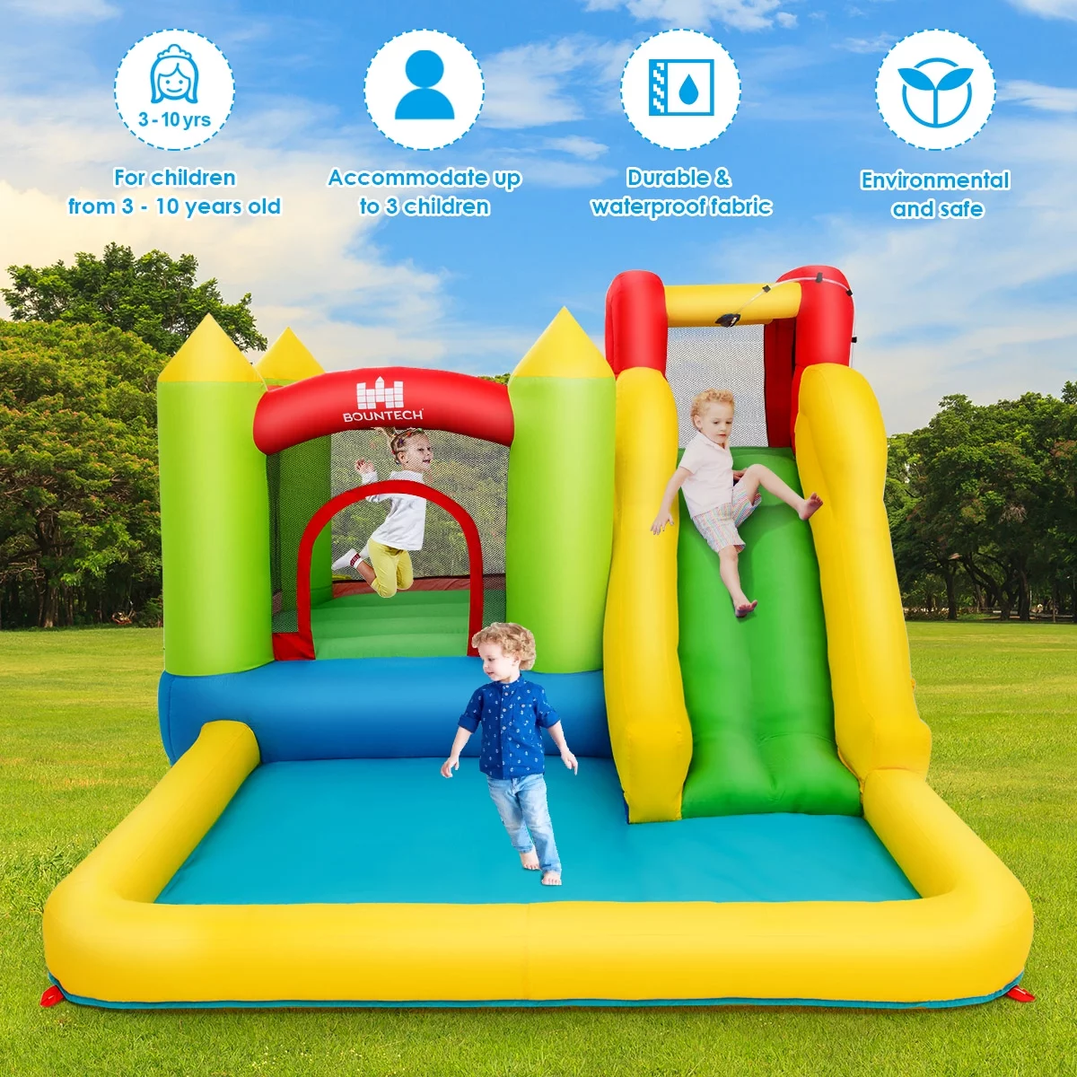 Costway Inflatable Bounce House Water Slide Jump Bouncer Climbing Wall Splash Pool Blower Excluded - Womvr
