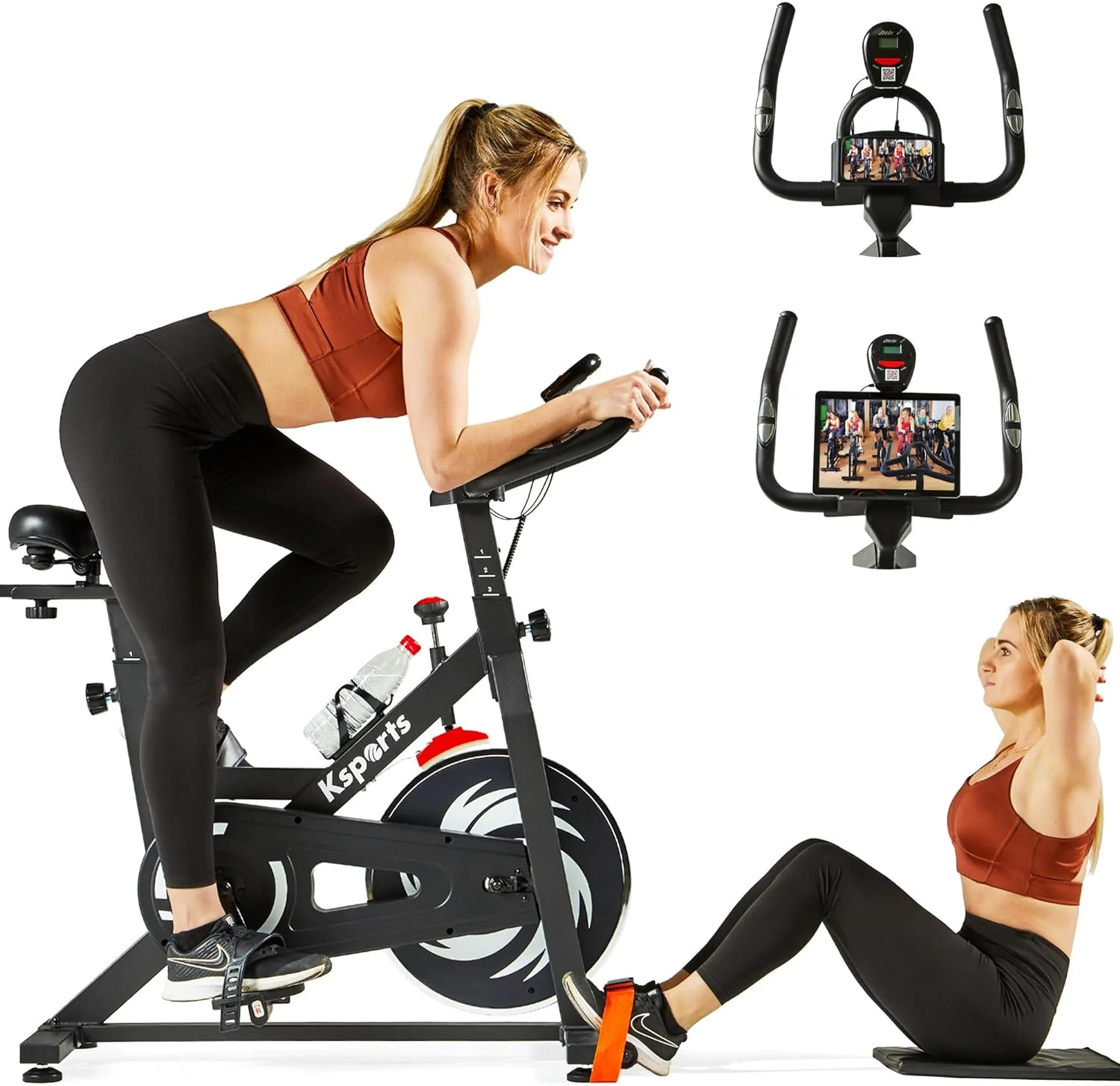 Ksports Wool Felt Resistance Exercise Bike with Ab Workout Function - Womvr