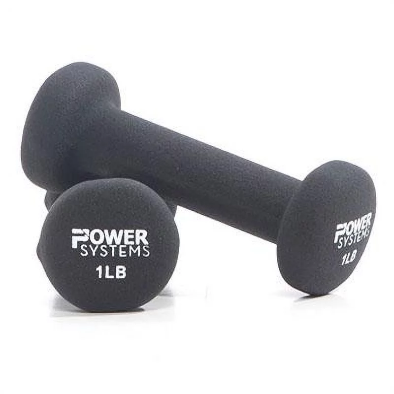 Power Systems Premium Neoprene Coated Dumbbell, Black, Pair, 8 lb - Womvr