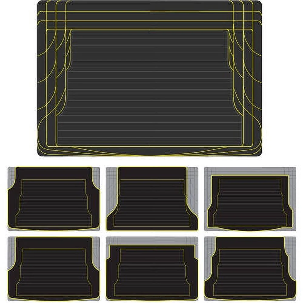 Motor Trend 100 Percent Odorless Car Floor Mats with Standard Trunk Cargo Mat, 4 Pieces Rubber Protection, Black Beige Gray - Womvr