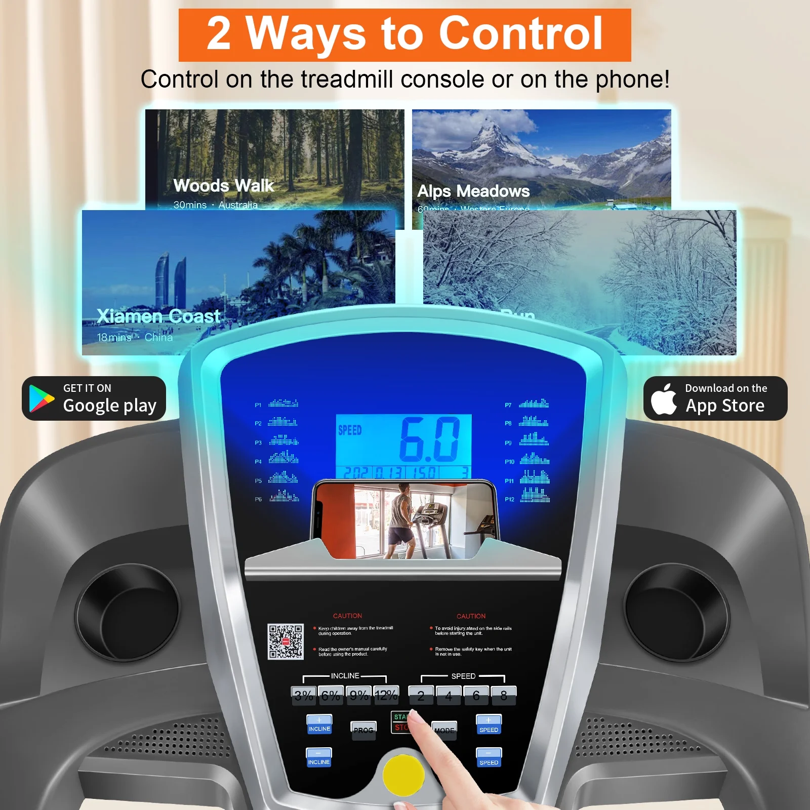 Tikmboex 3HP Incline Treadmill with 15 Level Auto Incline Smart App Control for Home Gym Cardio Running, 300lbs Weight Capacity - Womvr