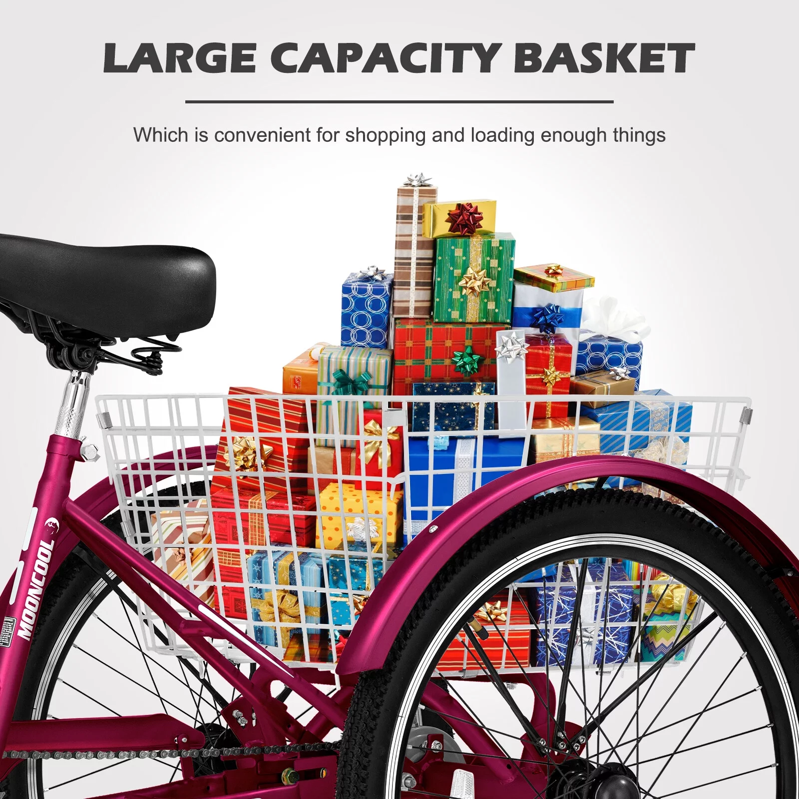 MOPHOTO Adult Tricycle 20/24/26 inch 3 Wheel Bicycle,3 Wheel Bikes for Adults,7 Speed Low Stepover Frame Tricycle with Basket/Bell,3 Wheel Bicycle for Seniors,Women,Men - Womvr