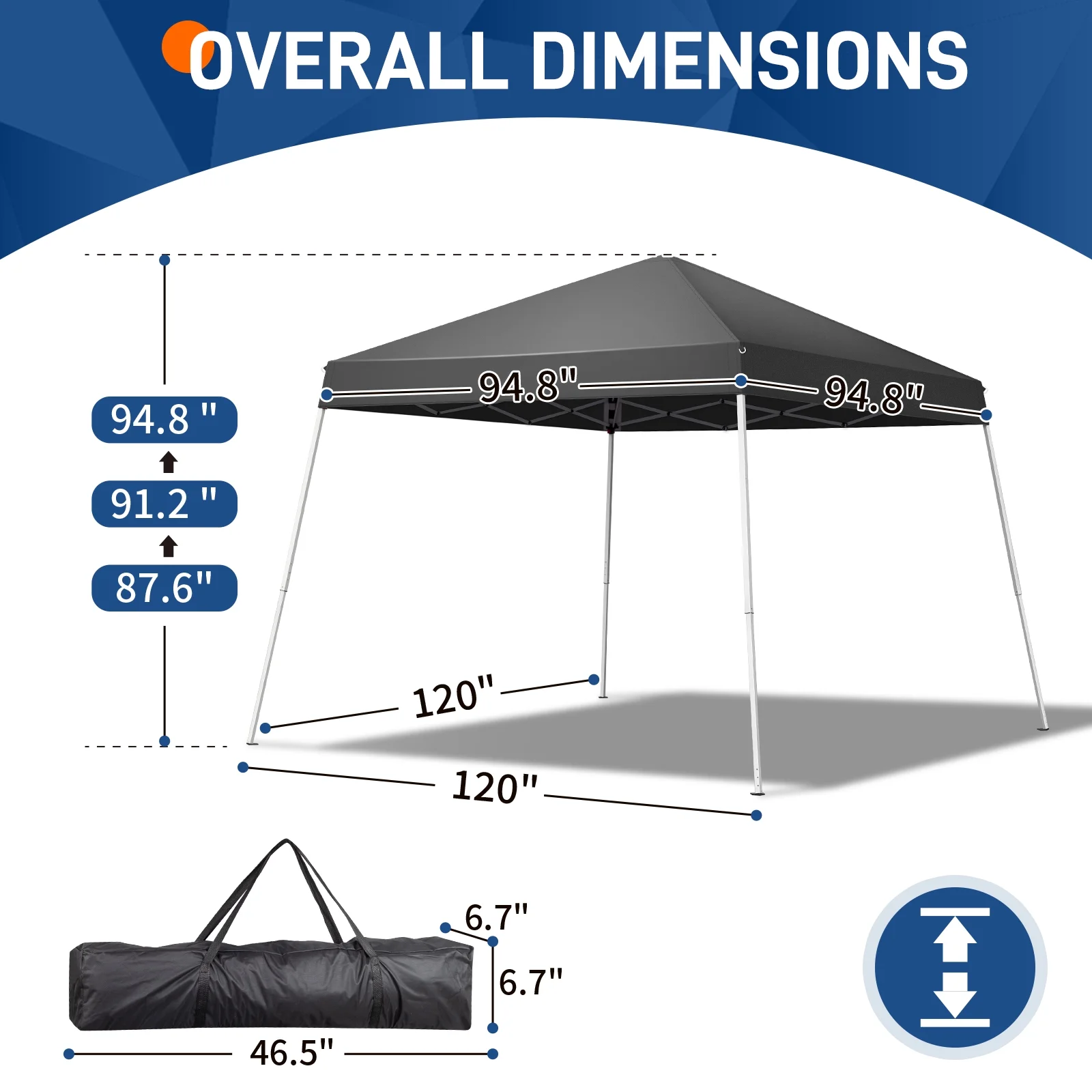Zimtown 10ft x 10ft Base/8ft x 8ft Top Pop up Canopy Tent Instant Practical Waterproof Folding Tent with Carry Bag - Womvr