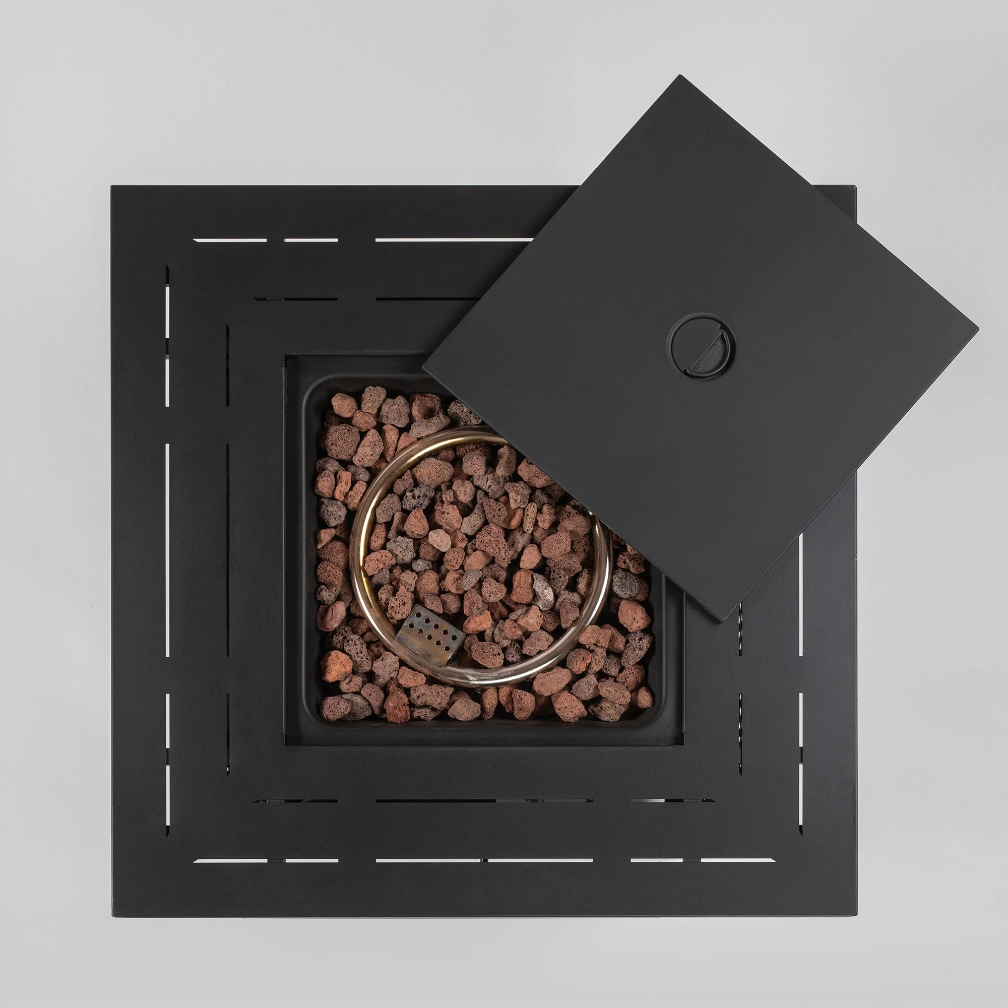 43.3 inch Gas Fire Pit Table, SYNGAR 2-in-1 50,000 BTU Propane Gas Fire Pit Table, Outdoor Propane Fire Pit with Glass Wind Guard, Blue Rocks and Lid, for Patio, Backyard, Garden, Poolside, D4620 - Womvr