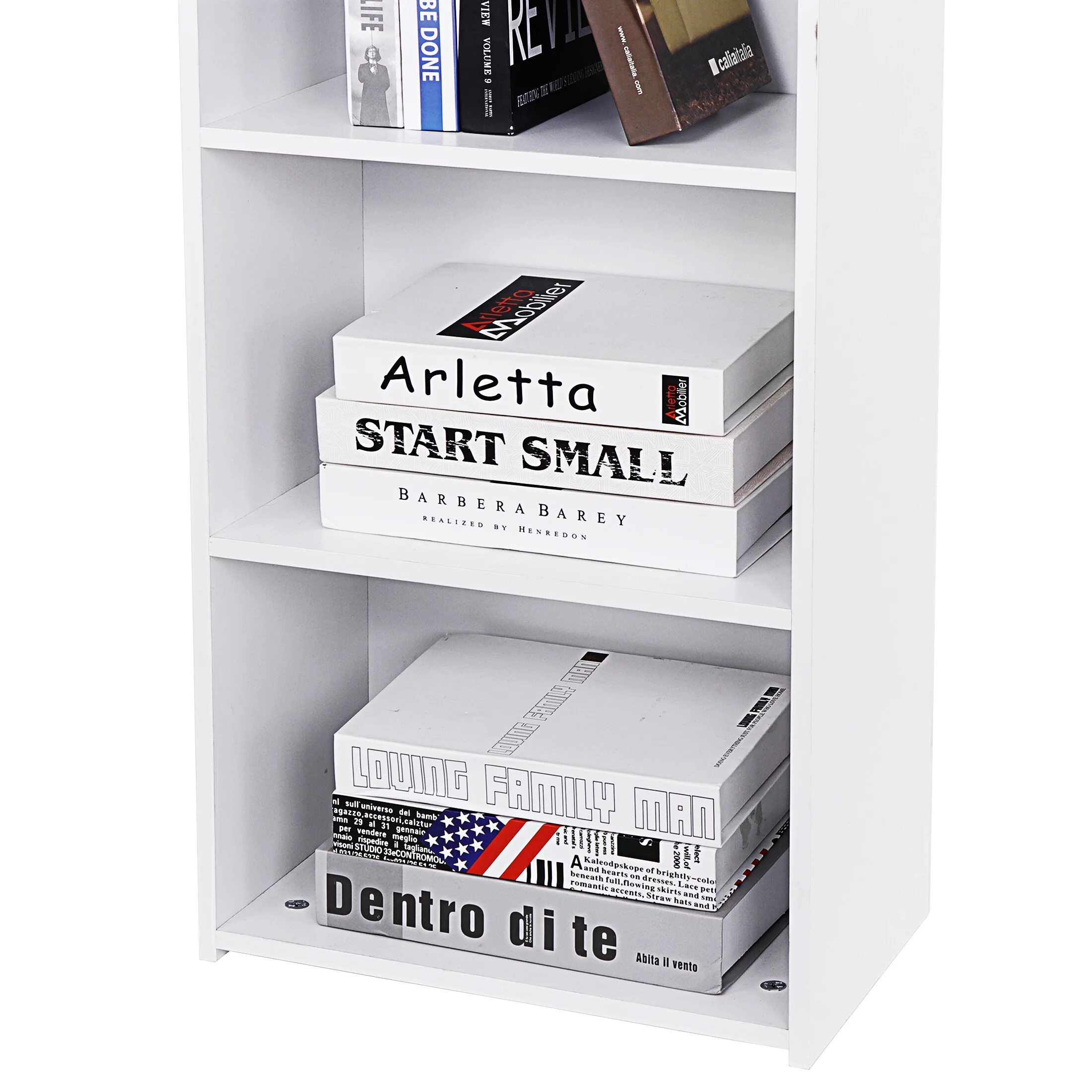 HomGarden 5-Tier Open Shelf Bookcase, Narrow Freestanding Bookshelf Storage with Adjustable Shelves for Living Room, Home, Office, White - Womvr