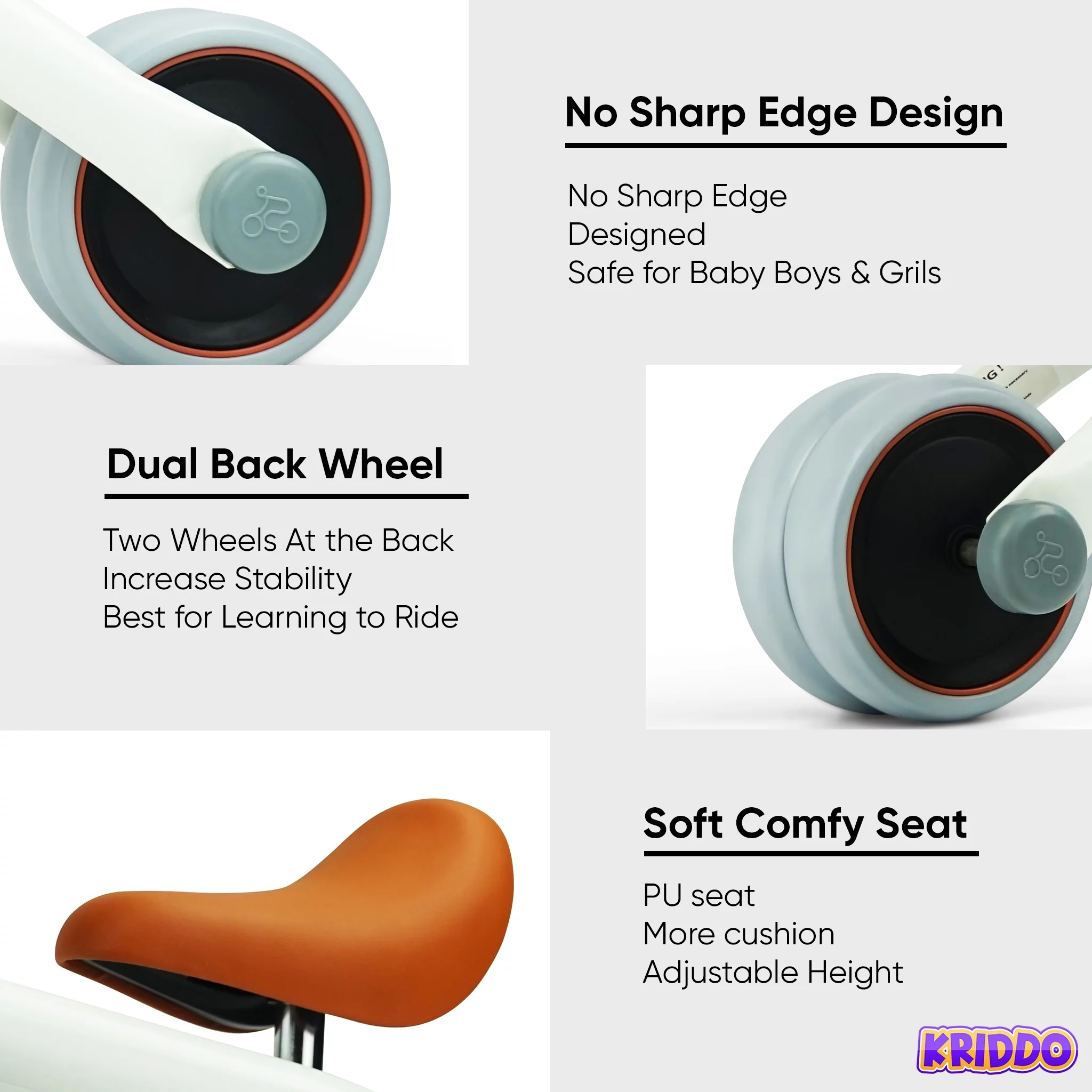 KRIDDO Baby Balance Bike for 1-2 Year Old Boy and Girl Gifts, Toddler Mini Bike for One Year Old First Birthday Gifts Baby Toys 12 Months to 2.5 Year Old, White - Womvr