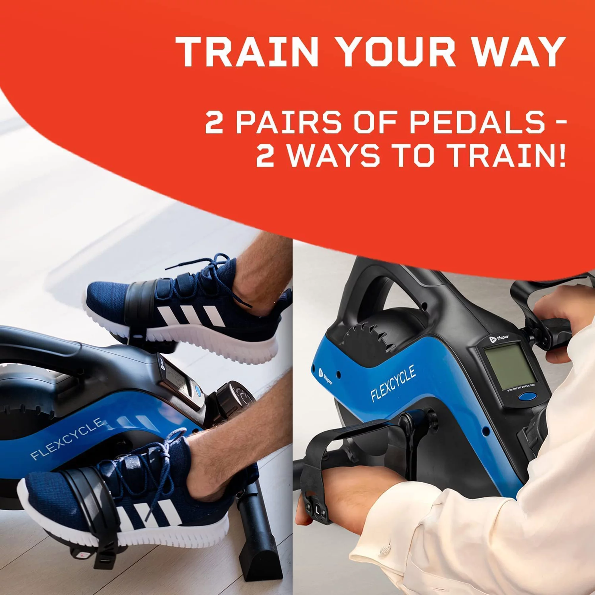 Lifepro FlexCycle Stationary Bike Pedal Exerciser Under Desk Workout Equipment, Blue - Womvr