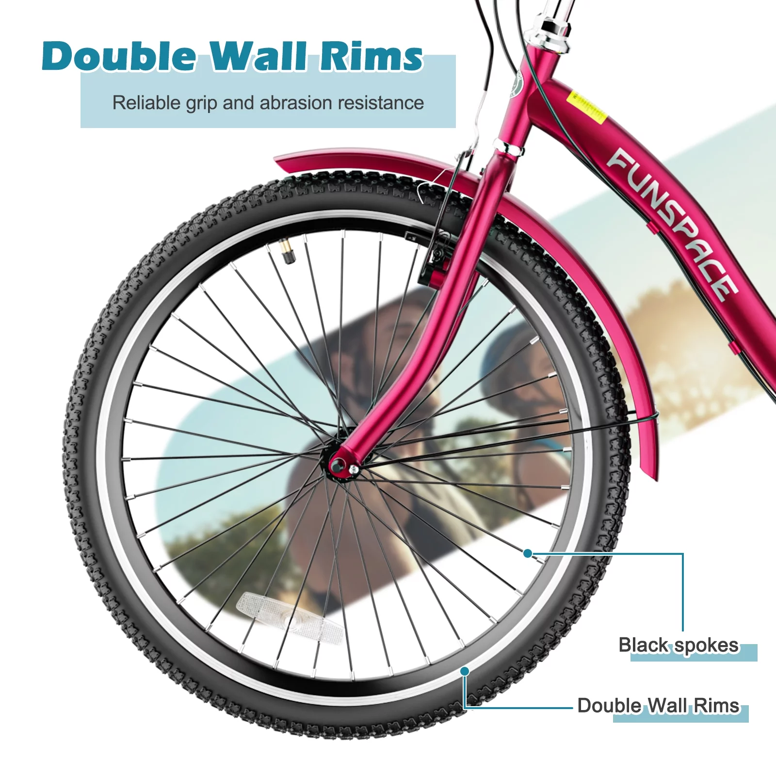 Lilypelle Adult Tricycles 7 Speed 20/24/26 Inch Three Wheel Bike Cruiser Trike with Low-Step Through Frame/Large Basket for Men, Women, Seniors - Womvr