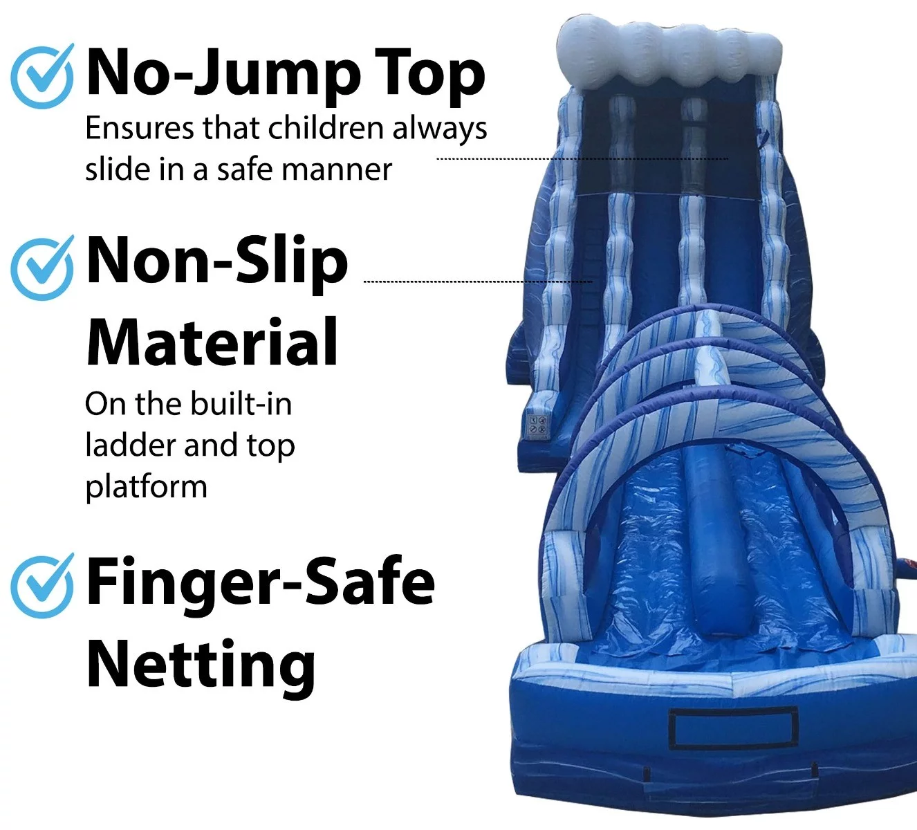 Pogo 65' Commercial Inflatable Water Slide with Slip n Slide Combo Blue Marble with Blower - Womvr