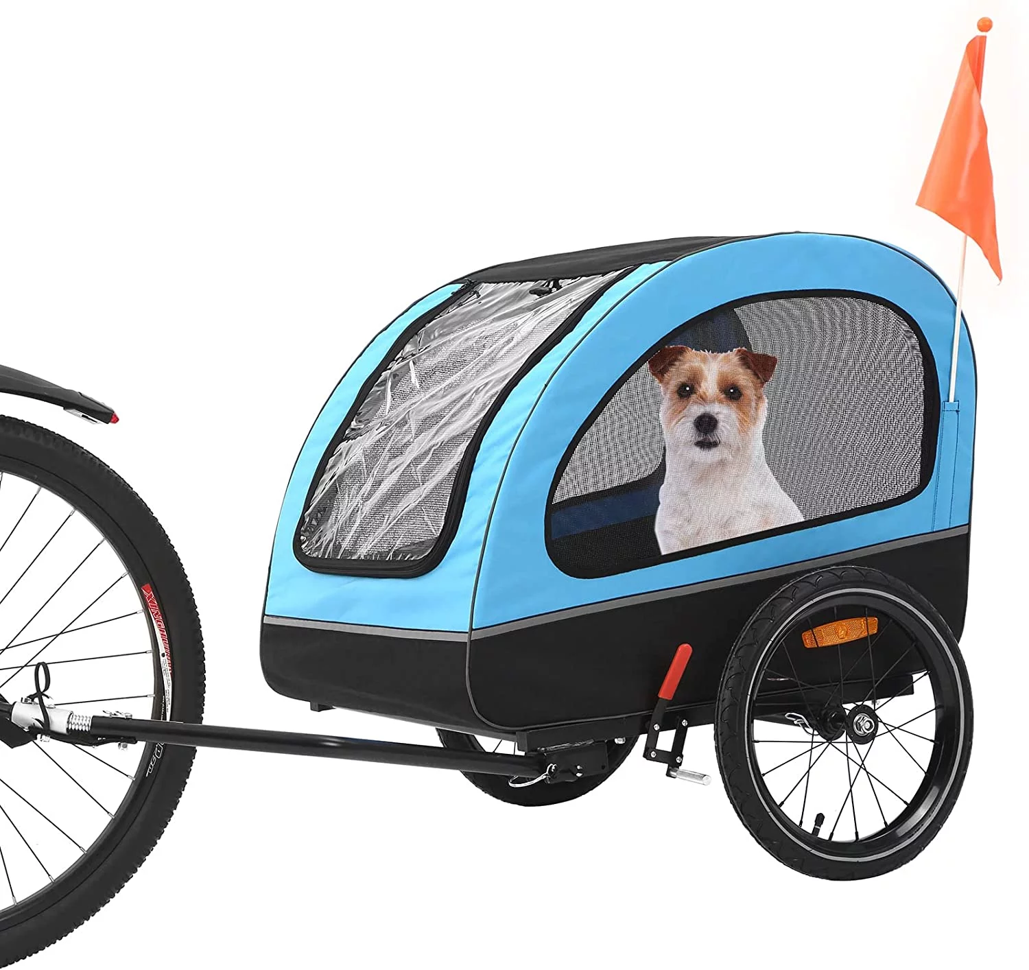 MOJAY Foldable Dog Bike Trailer with Rear Entrance for Small and Medium Pets Under 88 lbs, Outdoor Bike Trailer, Green - Womvr