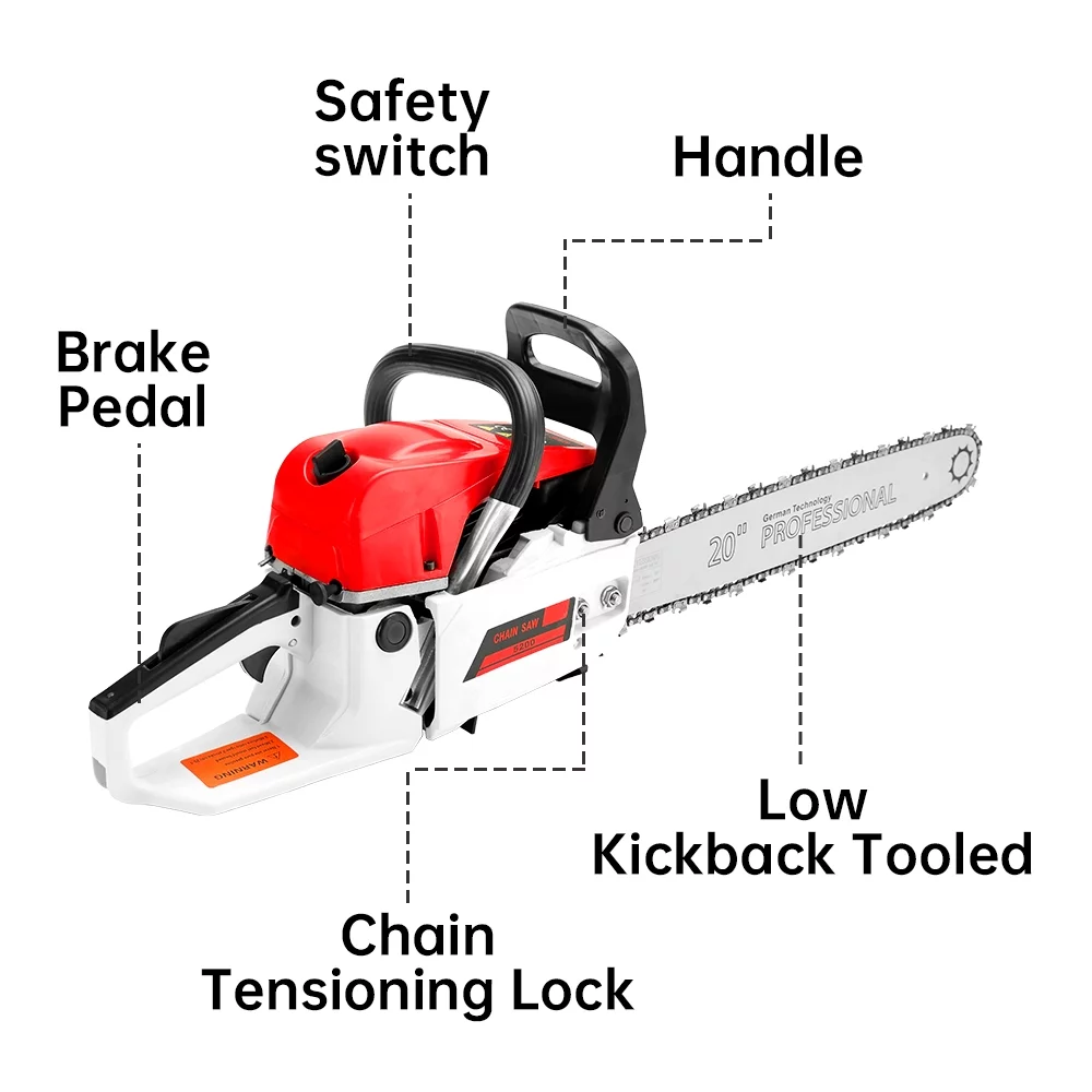 TOPTENG Gasoline Chainsaw with 22 in. Bar 52CC Engine 2-Cycle Gas Powered Chainsaw for Farm/Garden/Ranch/Firewood - Womvr
