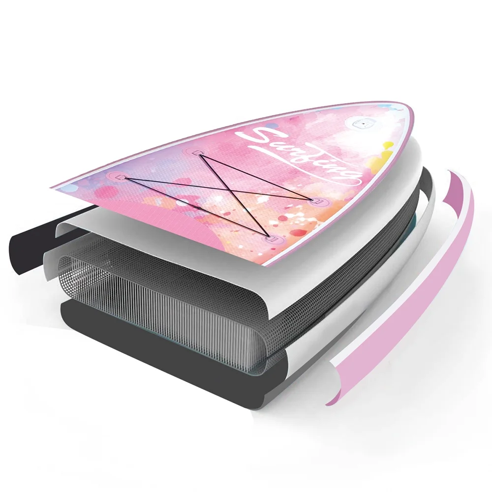 ELECWISH Inflatable Kayak Paddle Board and Kayak Seat Set,11 FT Deck SUP Paddle Board with SUP Accessories & Backpack for Fishing, Pink Gradient - Womvr