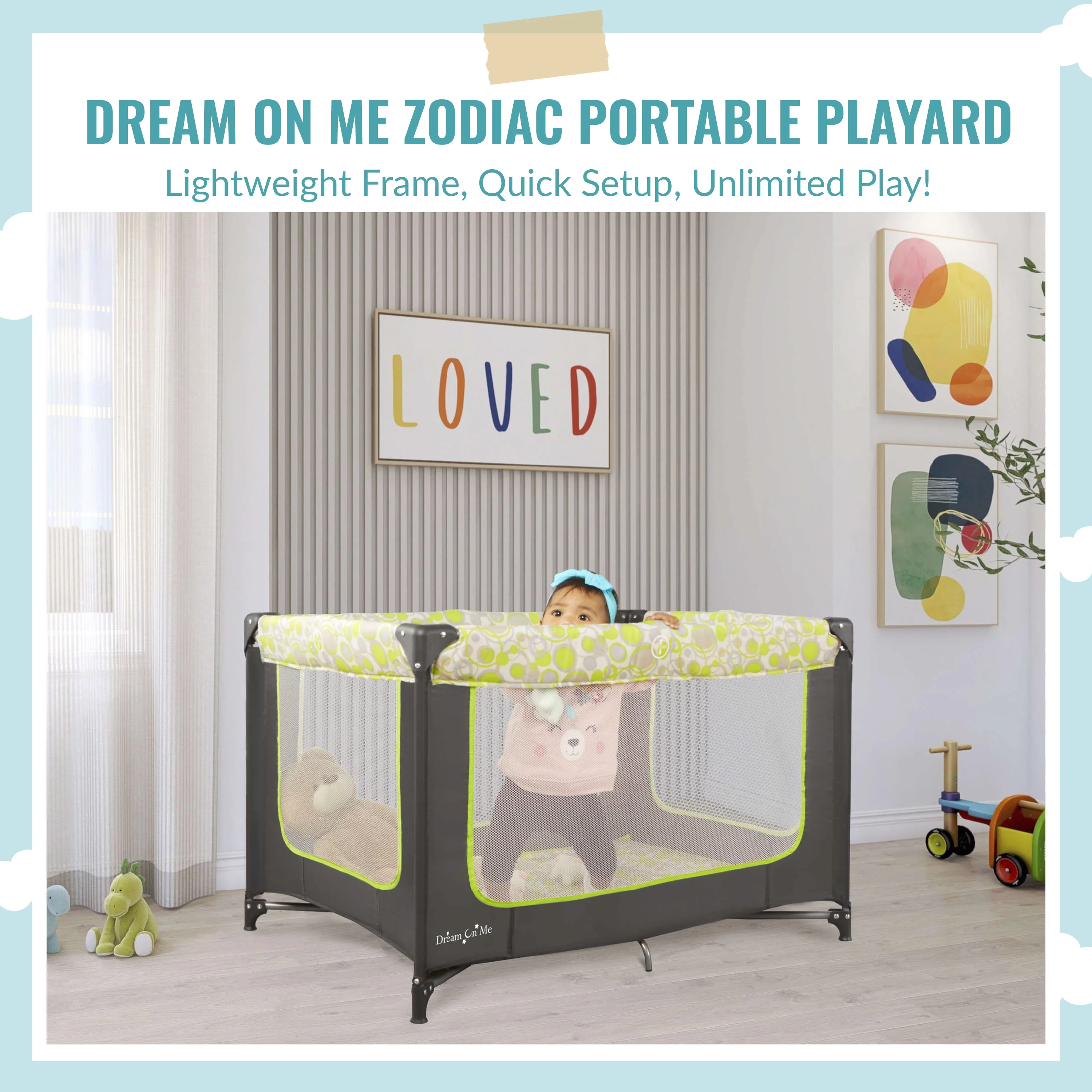Dream On Me Zodiak Portable Playard with Carry Bag & Shoulder Strap, Navy - Womvr