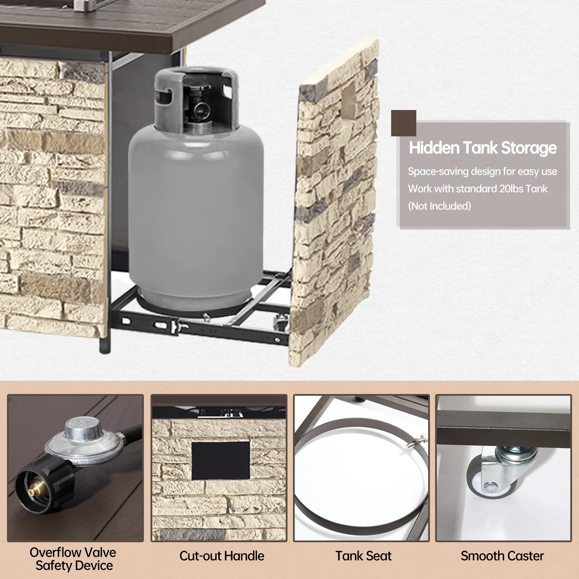 Pizzello Fire Pit Table Propane Outdoor 43