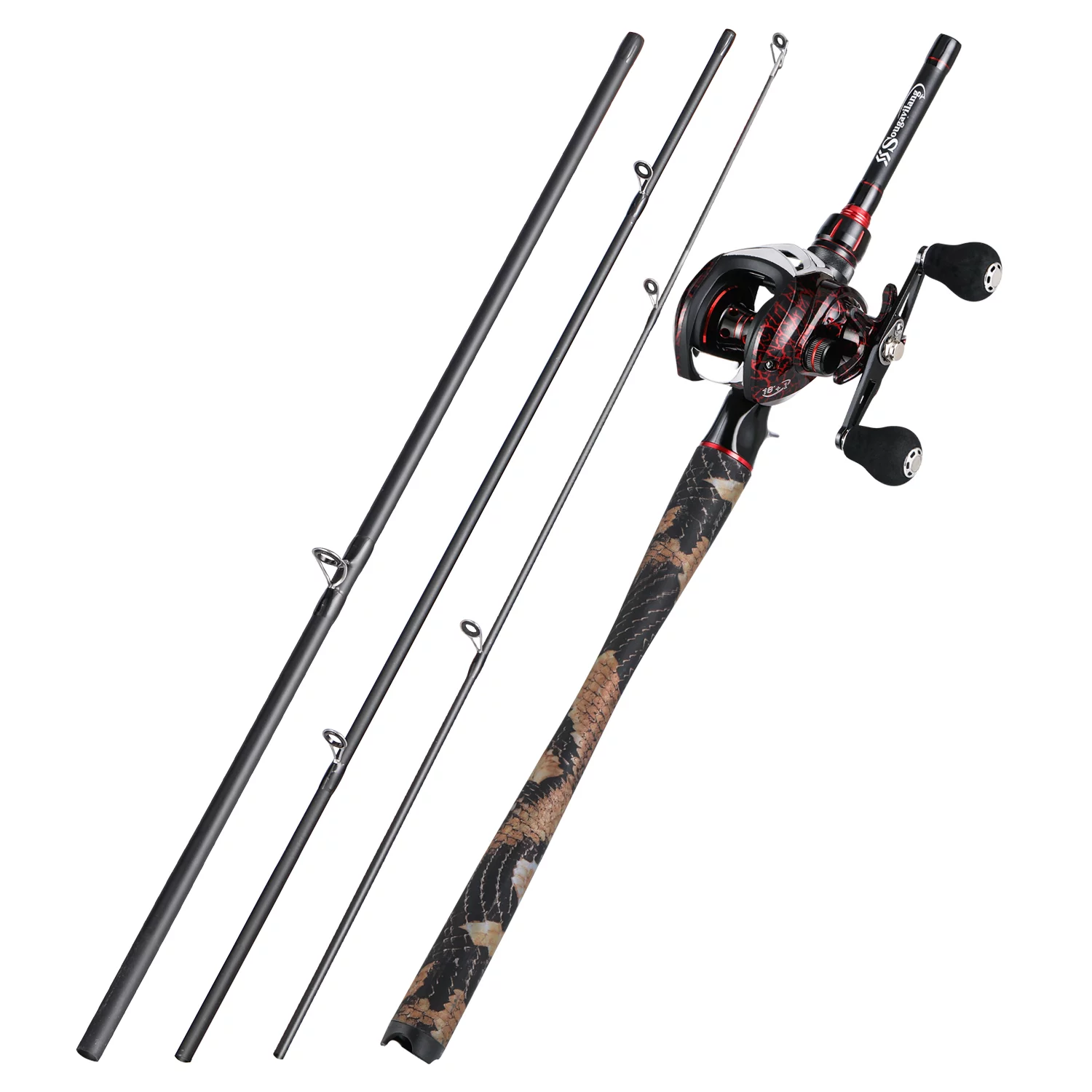 Sougayilang 4-Piece Casting Fishing Rod and Baitcasting Reel Combo Fishing Set - Womvr