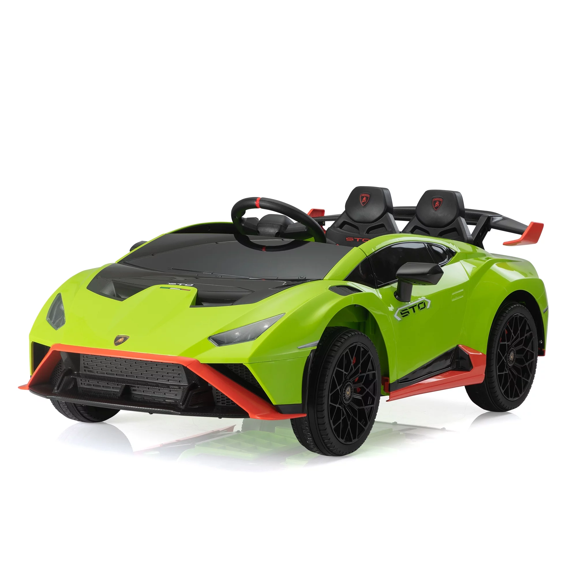 TOBBI 24V Lamborghini STO Licensed Kids Ride on Drift Car Gray Electric Car W/Remote Control LED Lights, up to 10 mph - Womvr