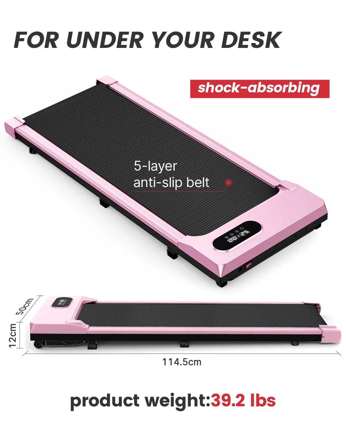 Bigzzia Walking Pad, 2 in 1 Under Desk Treadmill with Remote Control and LCD Display, Compact Treadmill for Home & Office, Silver - Womvr