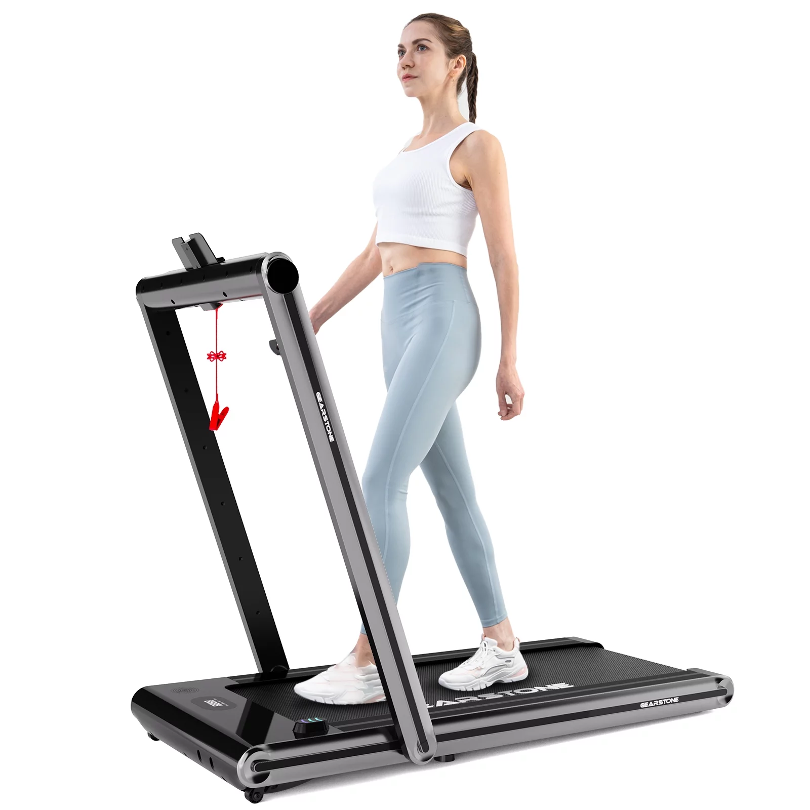 GEARSTONE 2 in 1 Folding Treadmill, Under Desk Treadmill Walking Electric Jogging Running Machine . Treadmill Home Gym Office Workout - Womvr